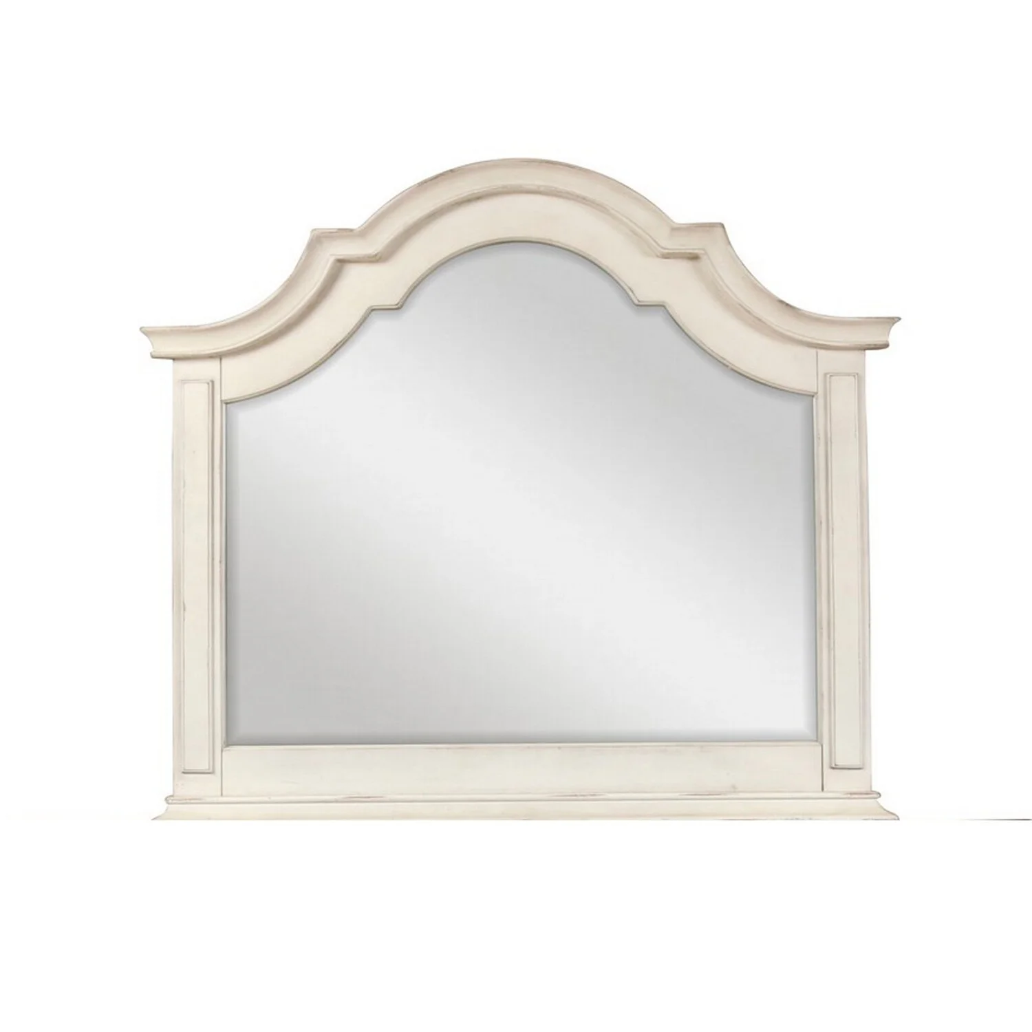 BenJara Maia 43 x 46 Dresser Mirror with Curved Top, Poplar and Oak, Antique White