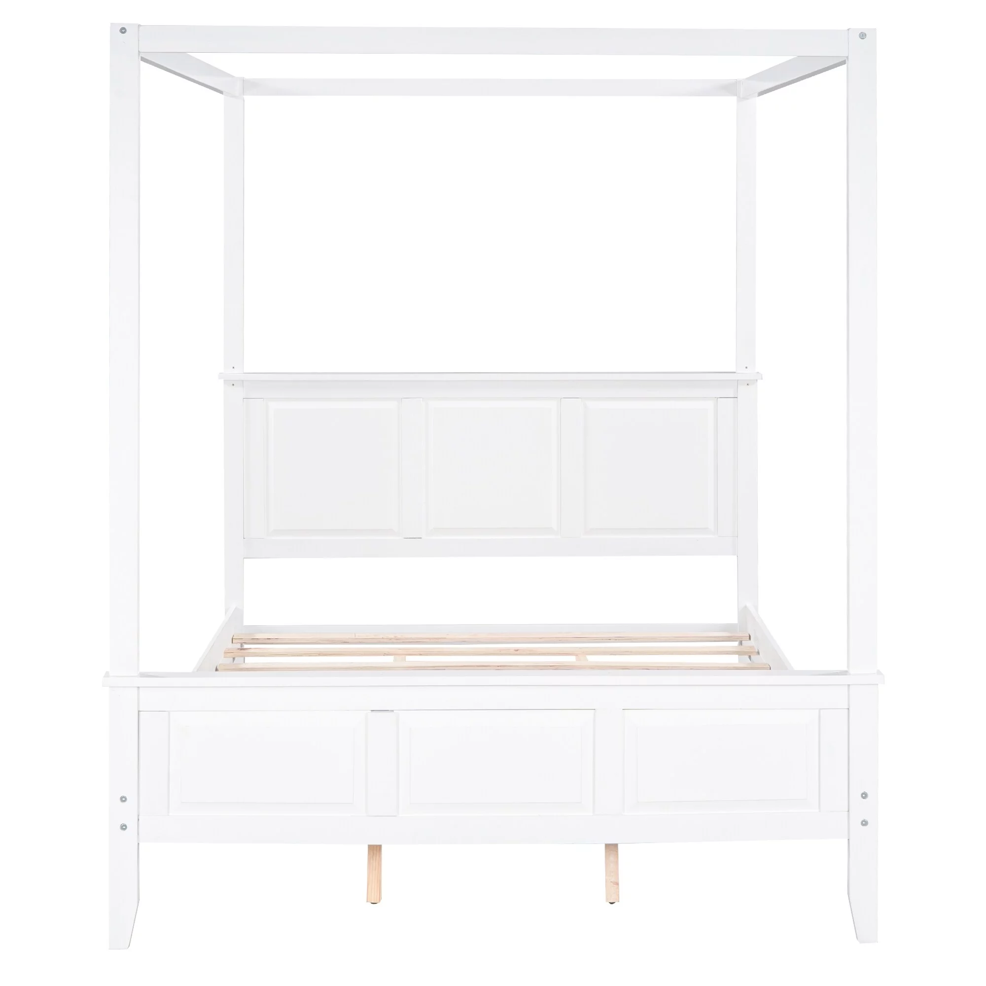 HOME ADORES Dessa Queen Size Canopy Platform Bed in White