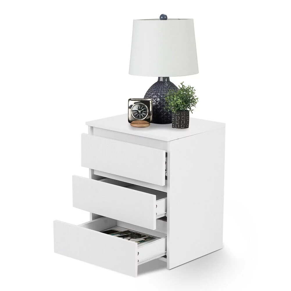 Modern 3 Drawer Dresser, Boriyuan Wood Chest of Drawers with Storage, Side End Table Nightstand, Accent Storage Cabinet for Living Room, Bedroom, White