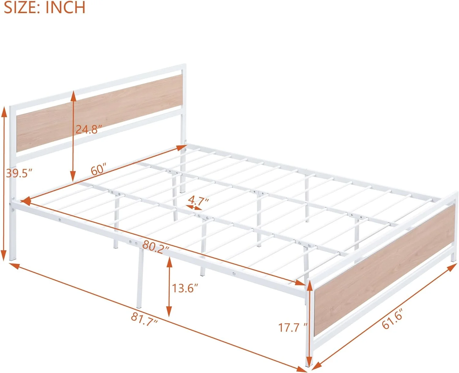 Queen Size Metal Platform Bed Frame Heavy Duty Bed Frame With Headboard And Footboard/Mattress Foundation, Strong Metal Slats