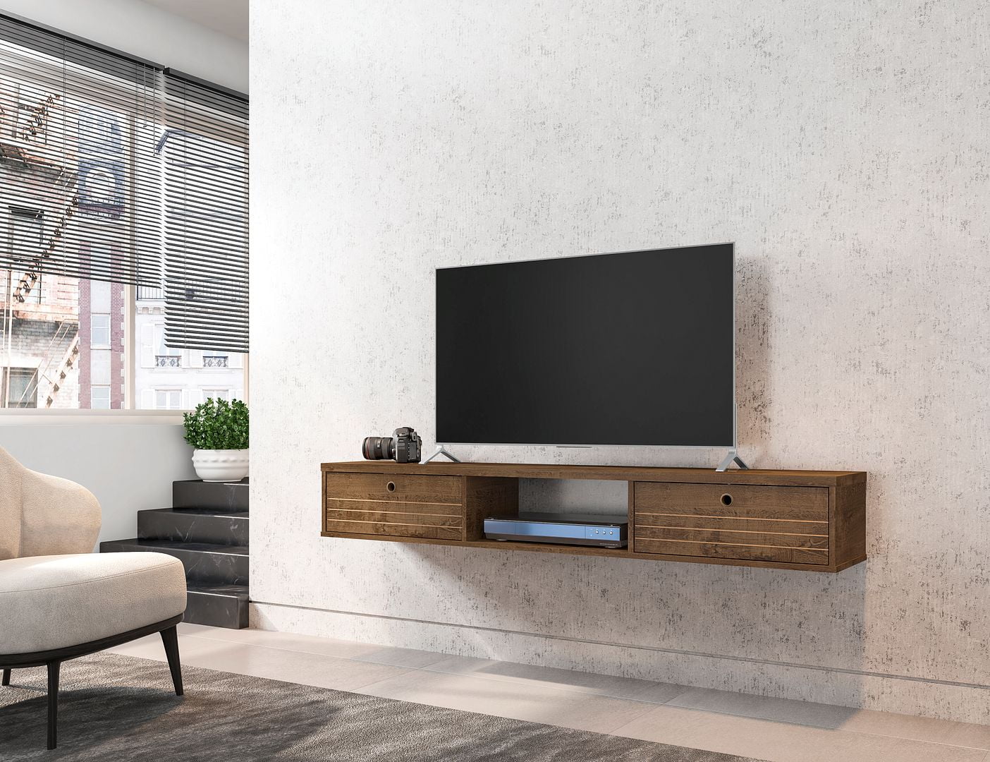 Manhattan Comfort Liberty Floating TV Stand with Shelves
