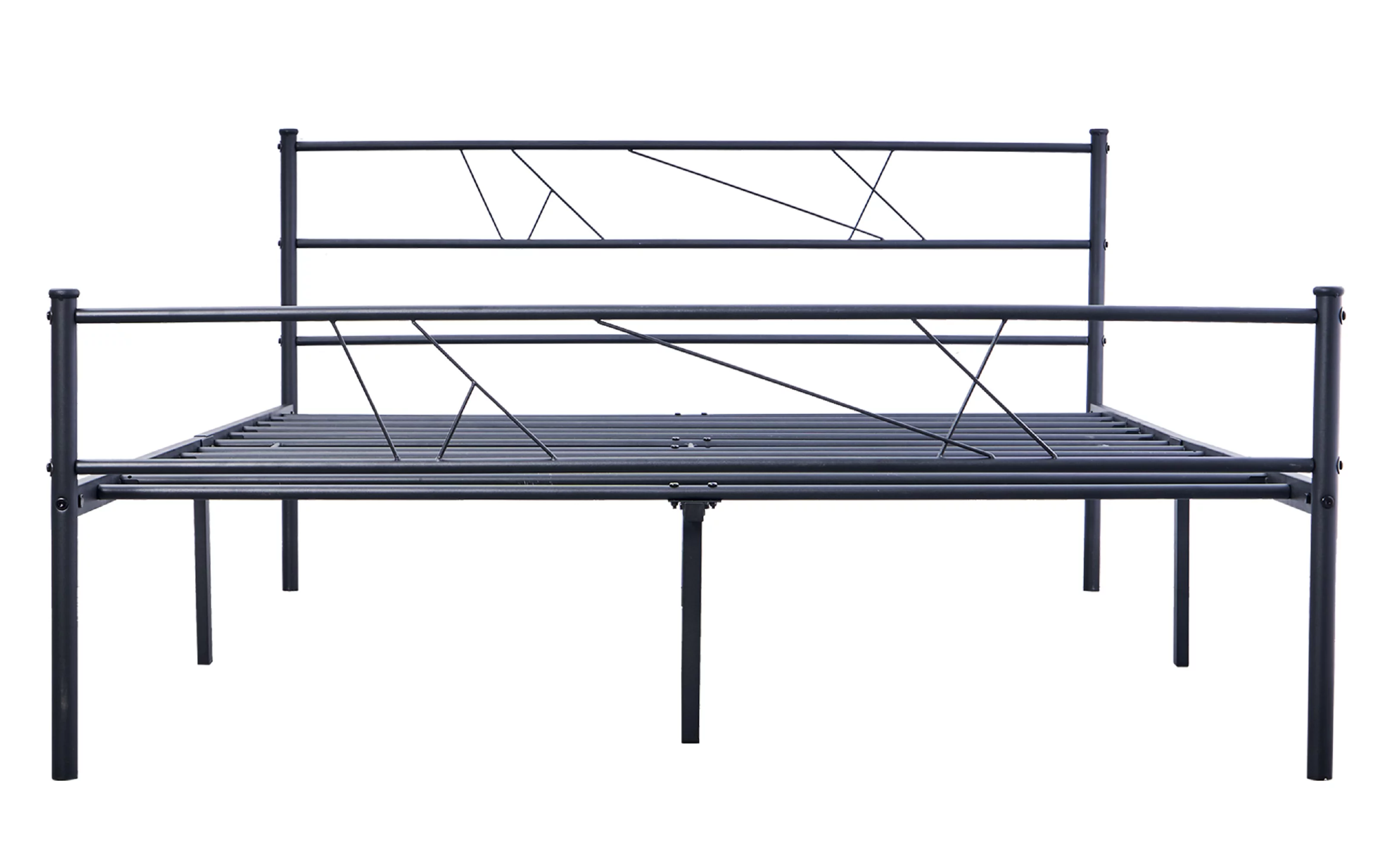 Black Metal Bed Frame Queen Size, Modern Headboard and Footboard, Premium Stable Steel Slat Support Mattress Foundation (Black)