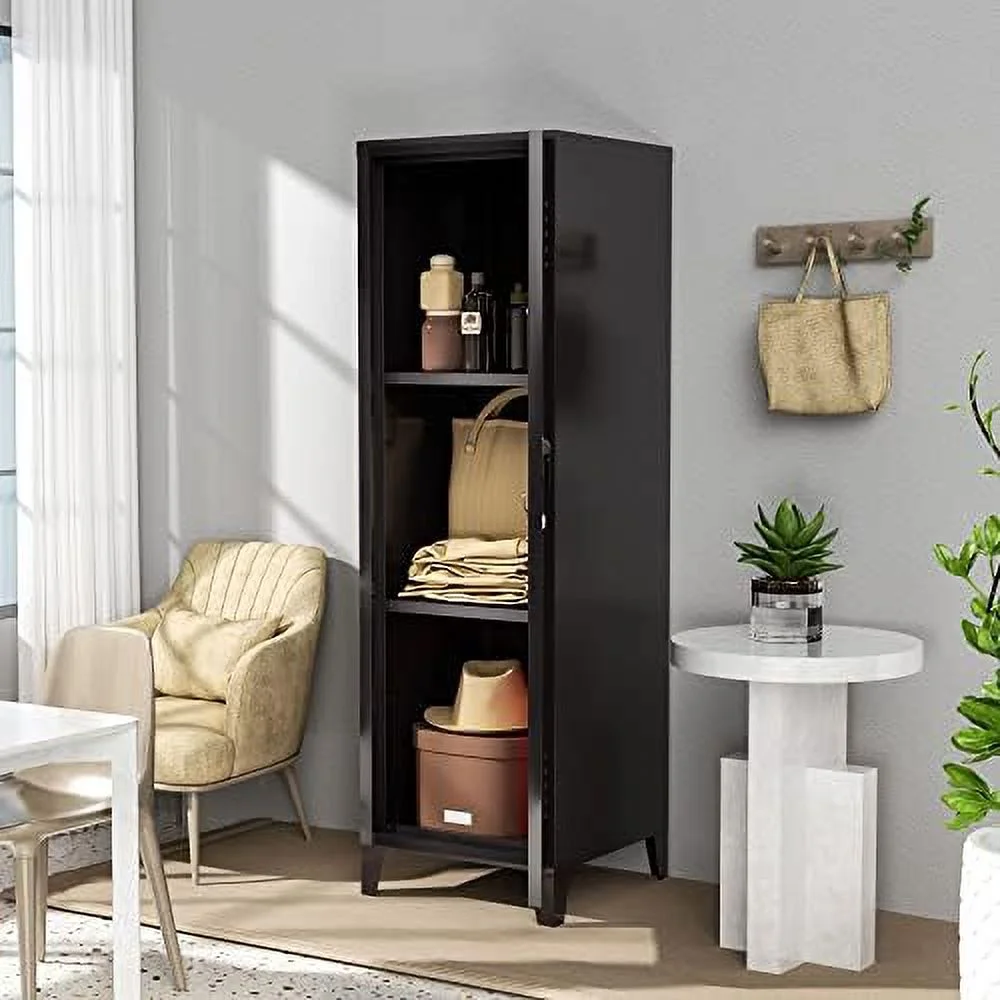 TJUNBOLIFE Lockable Cabinet Metal Locker Organizer for Employees,Steel Wardrobe with Keys and Removable Shelves for Home Office School and Dormitory