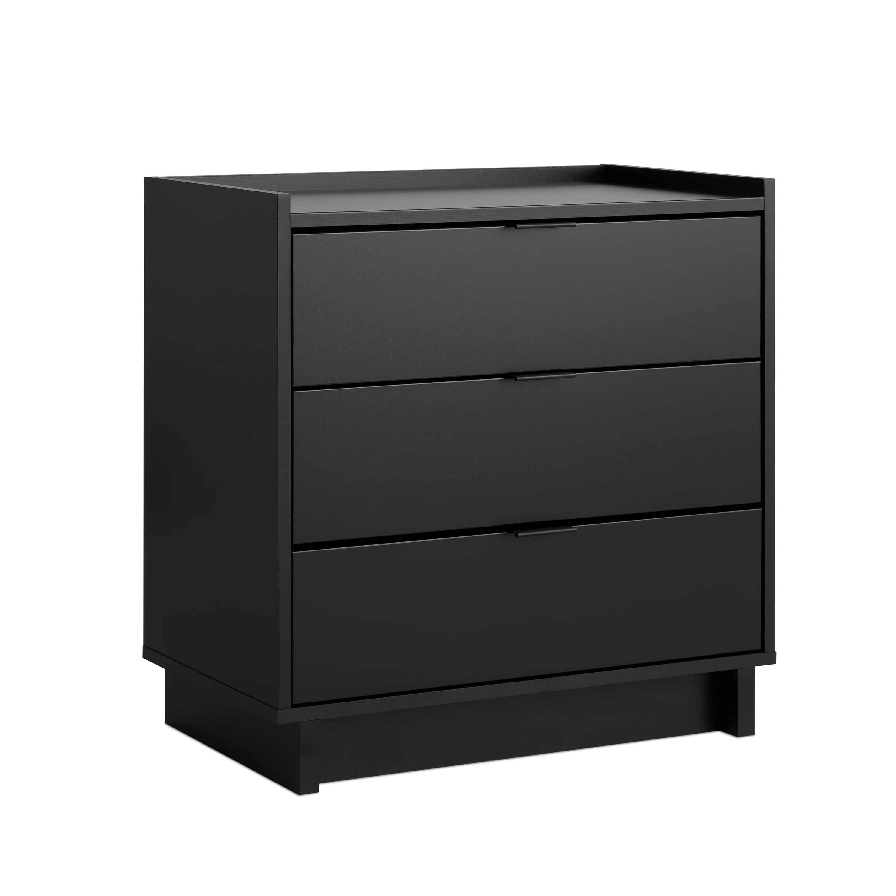 Prepac Simply Modern Nightstand Bedside Table, Black Nightstand for Bedroom, End Table with 3 Drawers 26.5