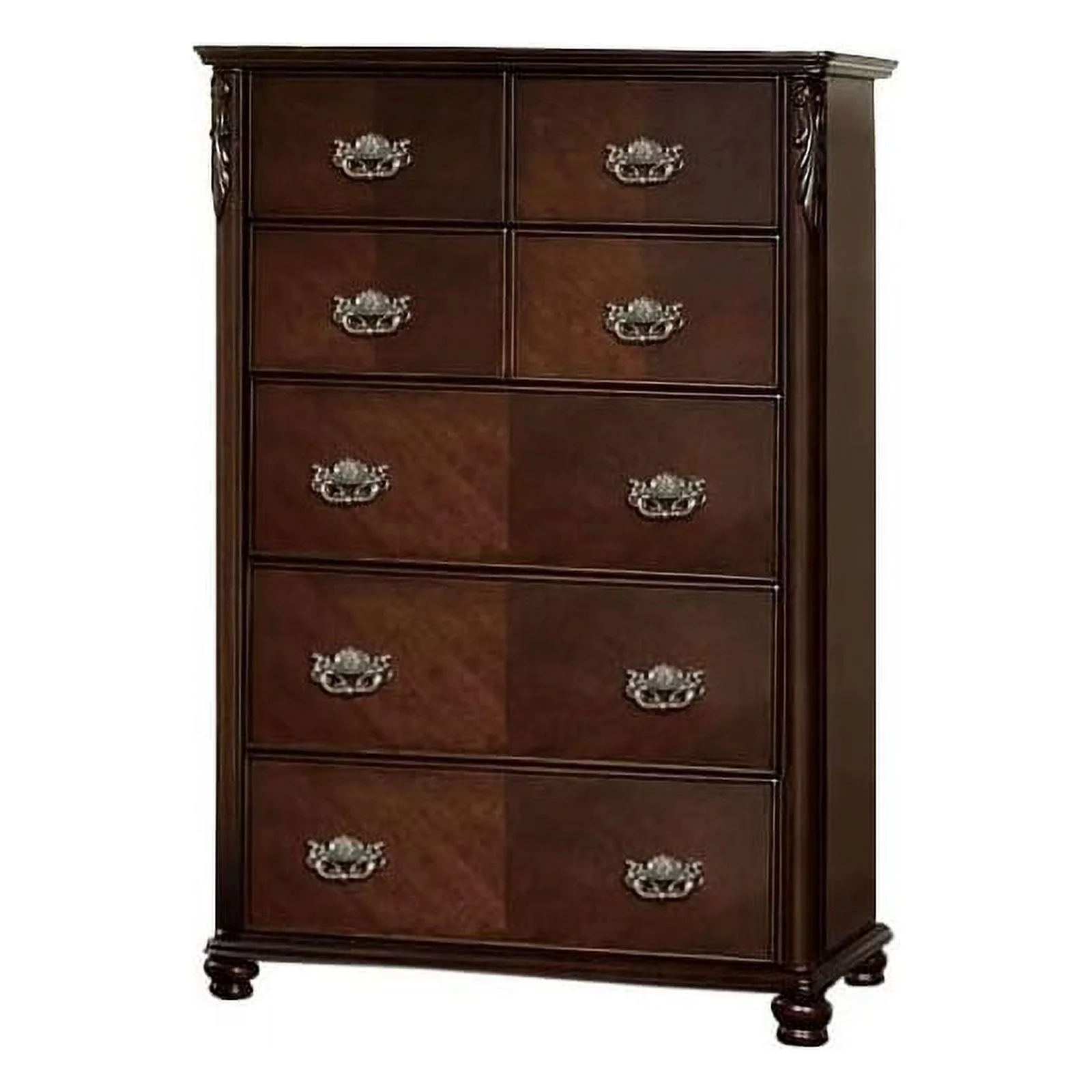 Furniture of America Obbentry Solid Wood 7-Drawer Chest in Brown Cherry