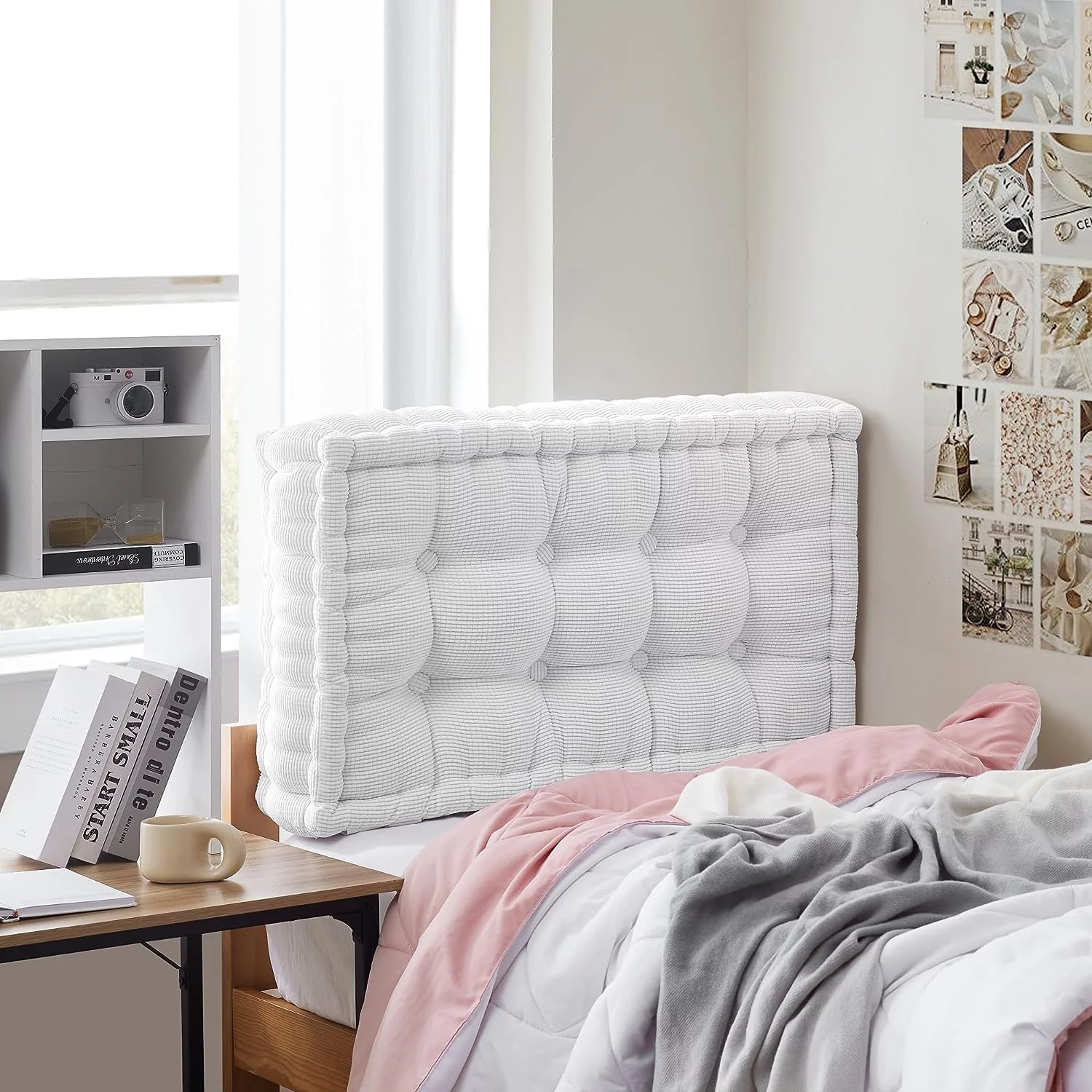 HBBOOMLIFE Rainha® - Ultra Thick Tufted College Headboard - Pure White