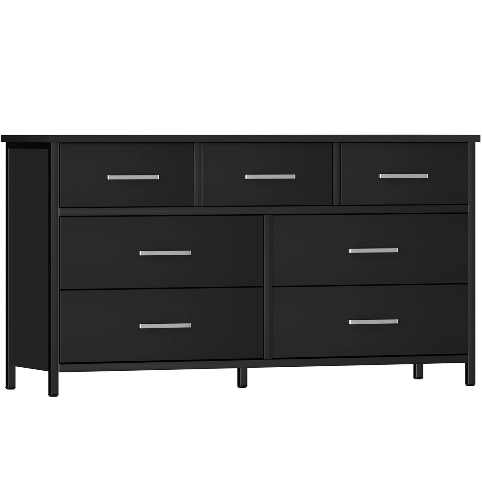 IKENO 7 Drawer Dresser, Industrial Wood Storage Dressers & Chests of Drawers with Sturdy Steel Frame, Storage Dresser for Bedroom Wood