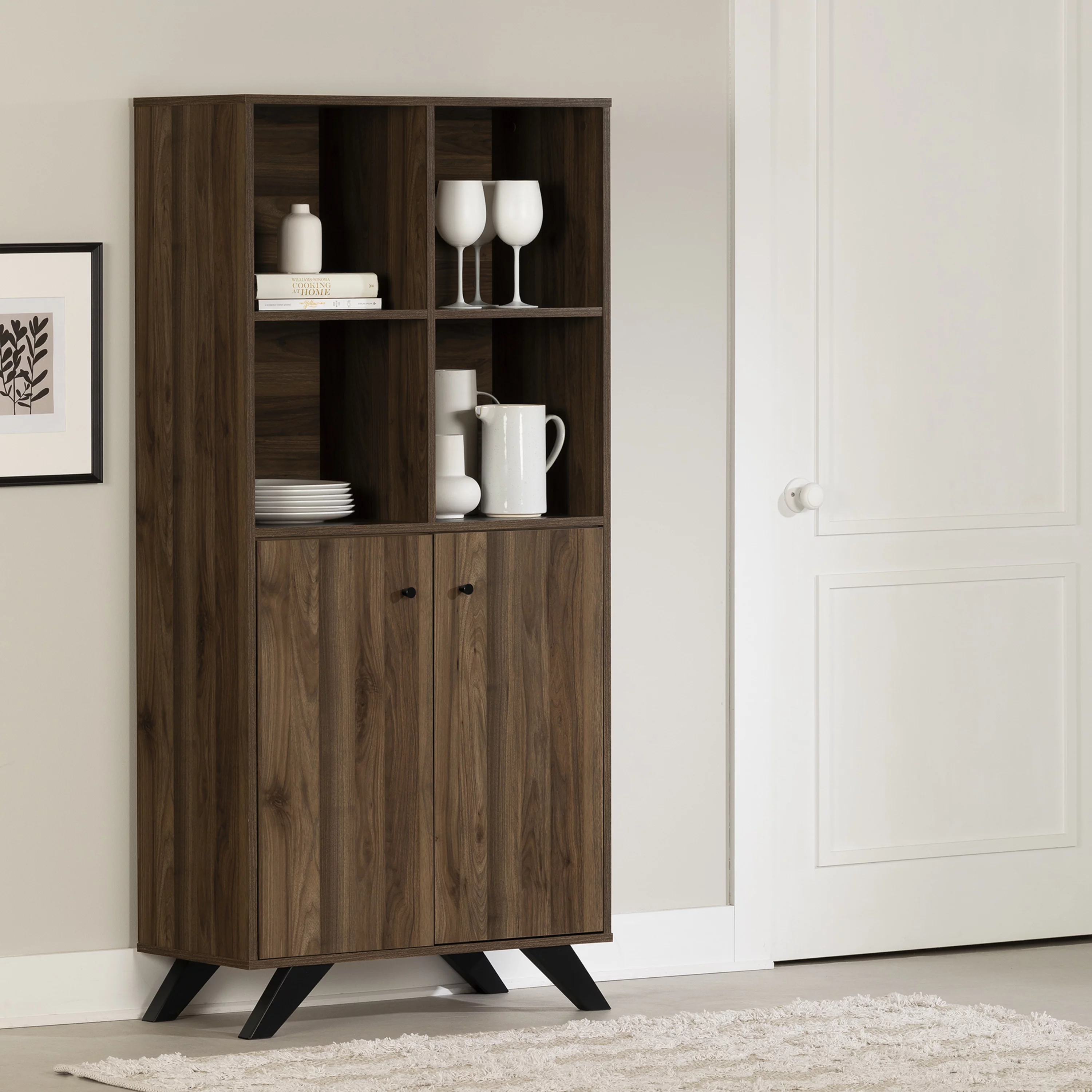 South Shore Flam, Scandinavian Storage Unit, Natural Walnut