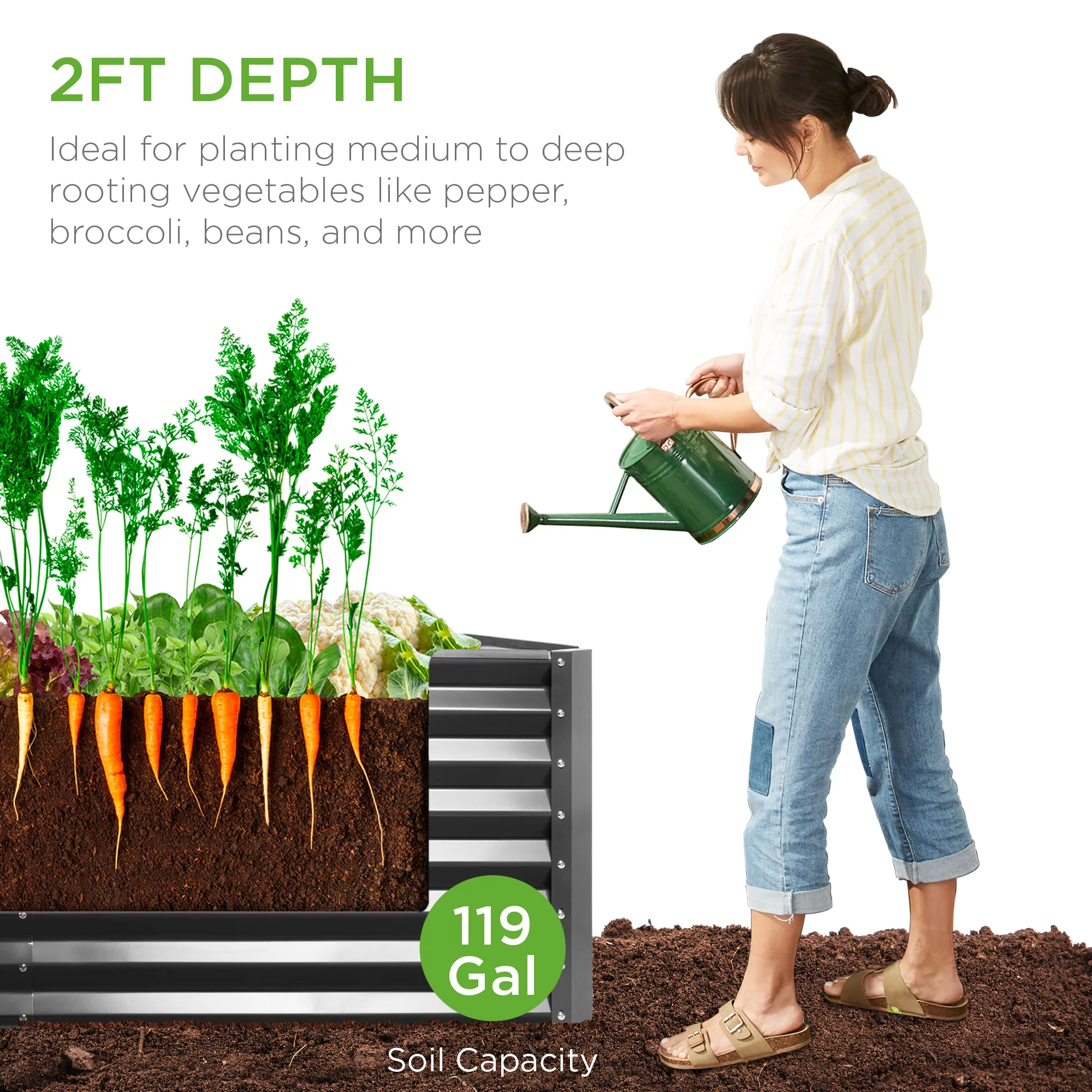 Best Choice Products 4x2x2ft Outdoor Metal Raised Garden Bed, Planter Box for Vegetables, Flowers, Herbs - Charcoal