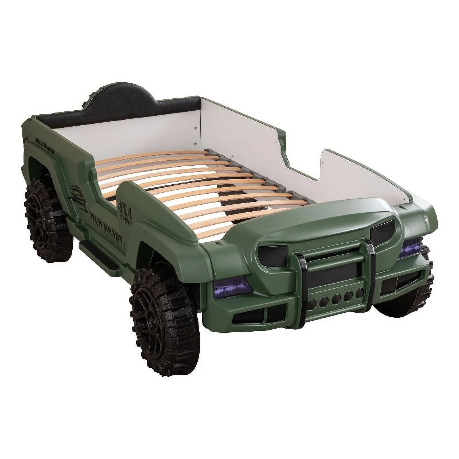 Furniture of America Abest Plastic Off Road Race Car Twin Kid's Bed in Green