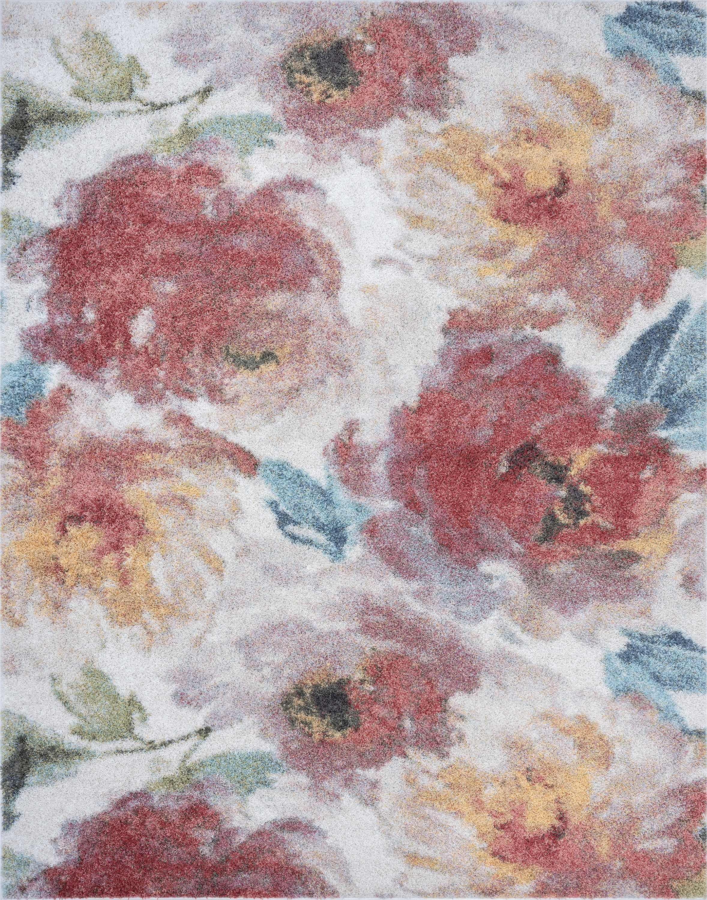 Shag 5x8 Area Rug Thick (5'3'' x 7'3'') Floral Multi-Color Living Room Easy to Clean