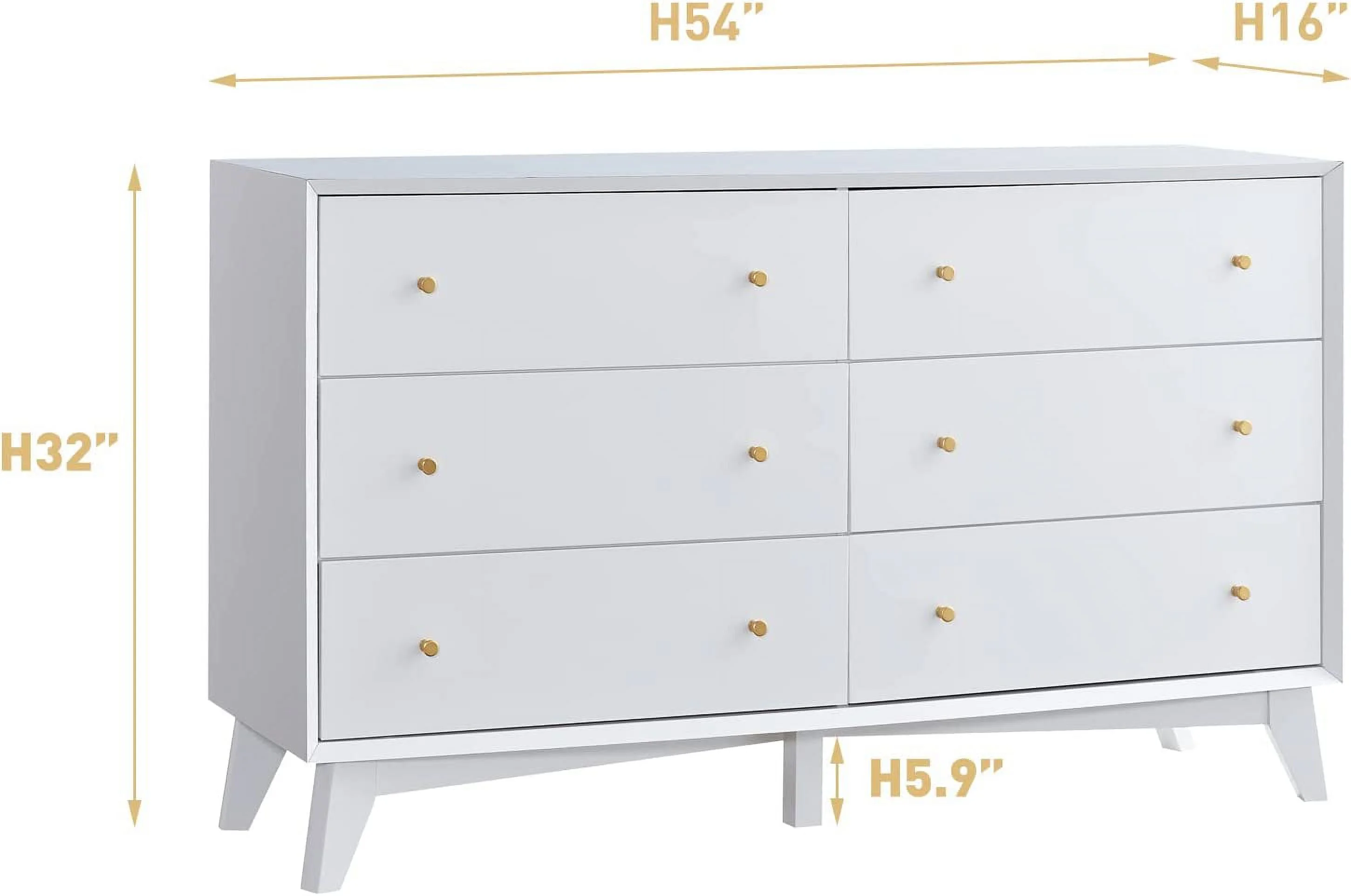 6 Drawer Dresser for Bedroom Mid-Centry Modern Dresser Wide 6 Chest of Drawers Wood Storage Organizer Dresser Nursery Dresser for Living Room  Hallway  Bedroom  Kids Bedroom  Espresso