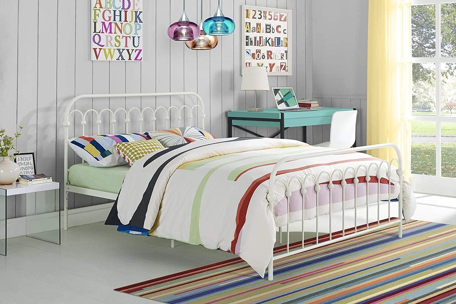 YGDU Bright Pop Metal Bed, Adjustable Height for Underbed Storage (6.5
