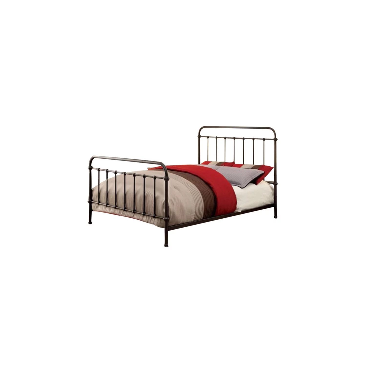 BenJara Metal Twin Size Platform Bed with Headboard & Footboard, Deep Bronze