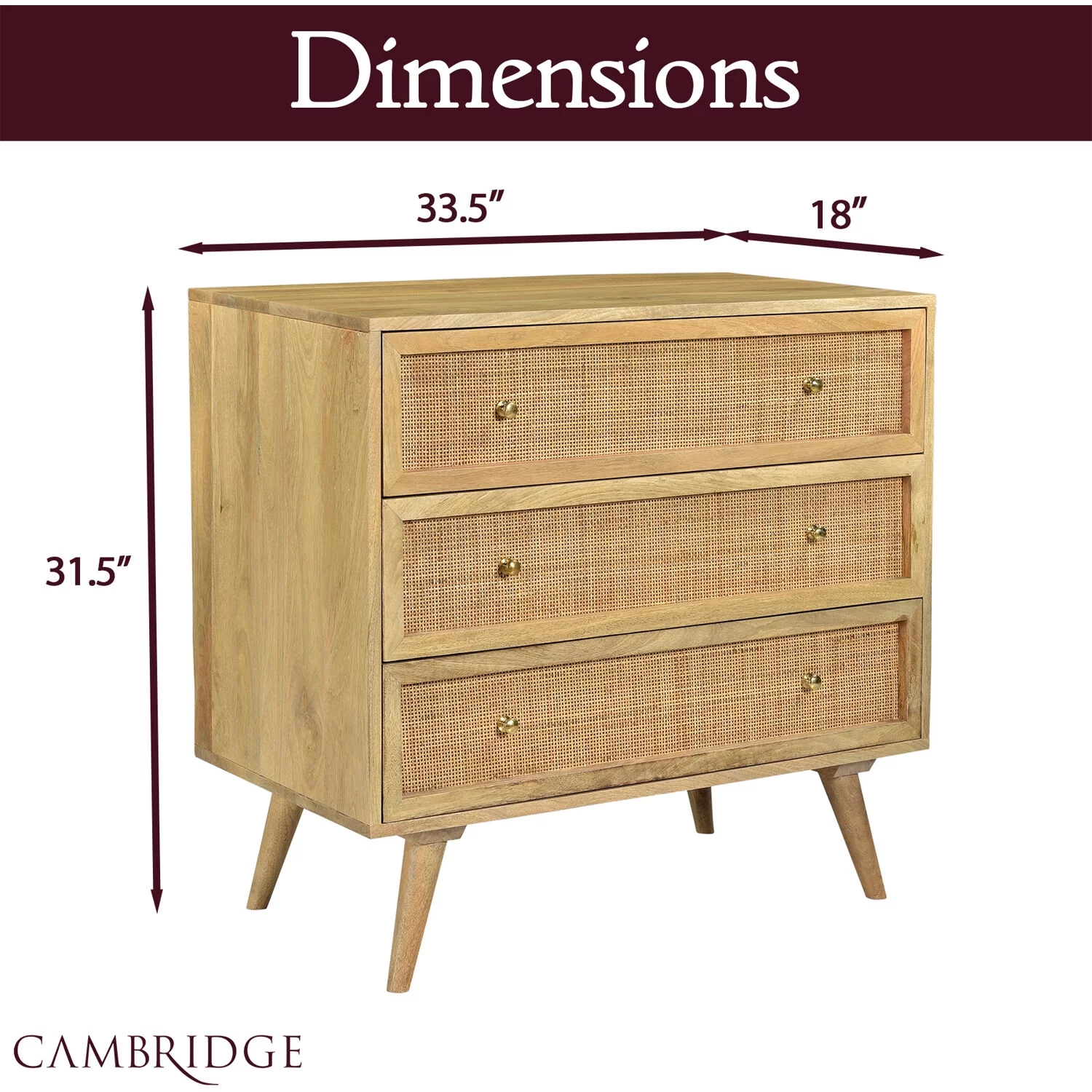 Cambridge Parkview 3-Drawer Mango Wood Chest