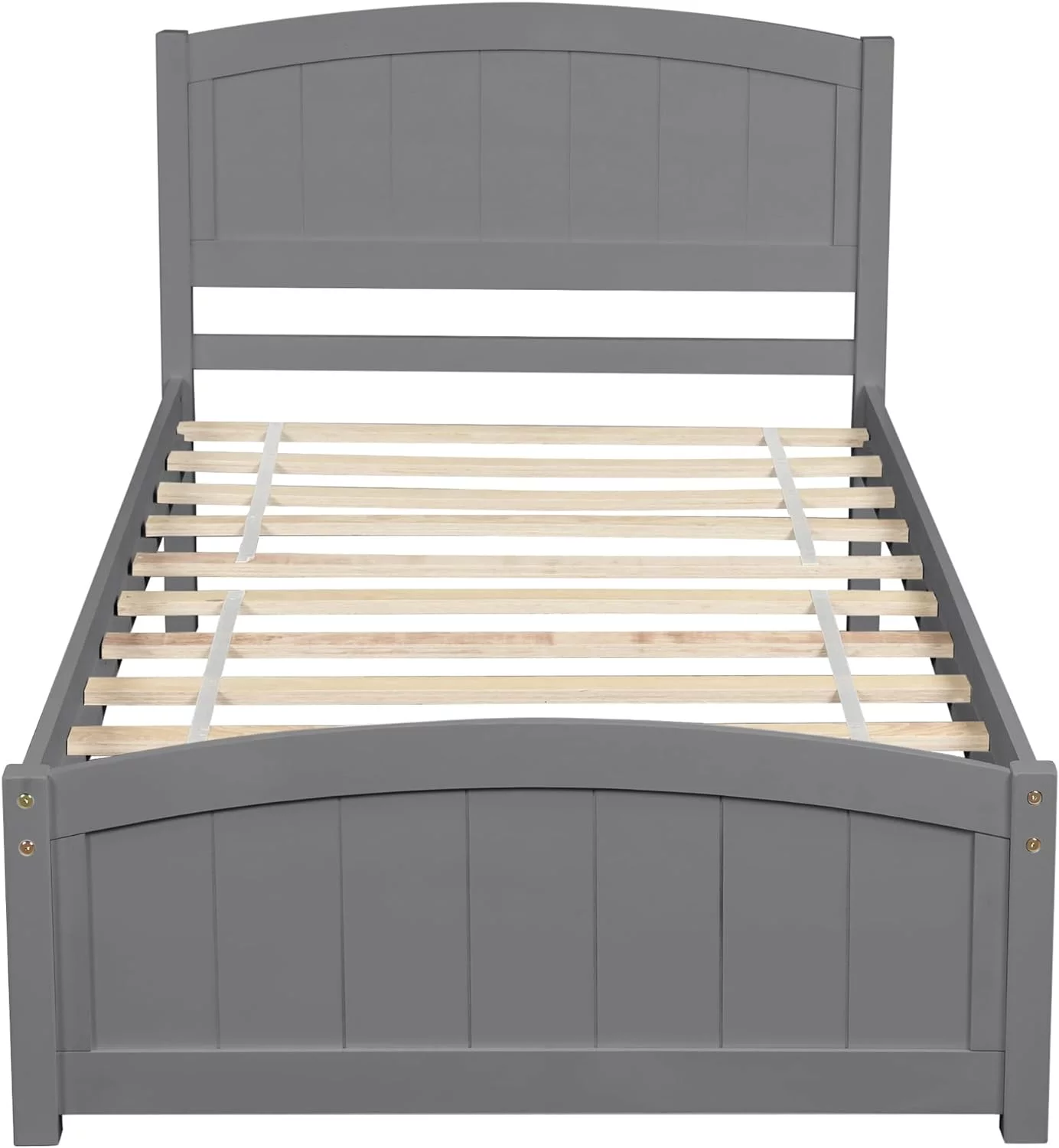 Platform Bed Bed Frame Mattress Foundation Sleigh Bed With Headboard/Footboard/Wood Slat Support (, Grey)