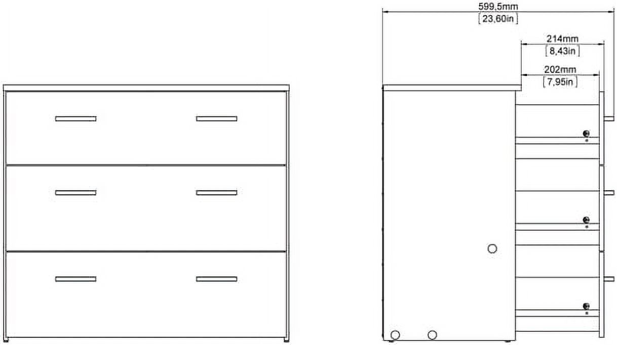 3 Drawer Chest, Oak Structure