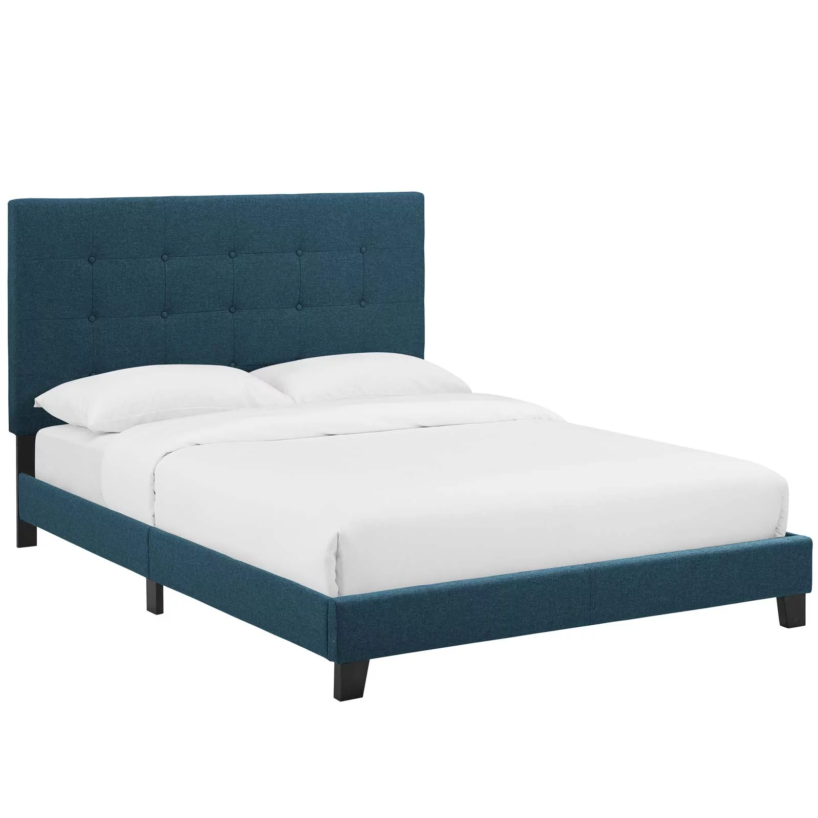 Modway Melanie Twin Tufted Button Upholstered Fabric Platform Bed in Azure