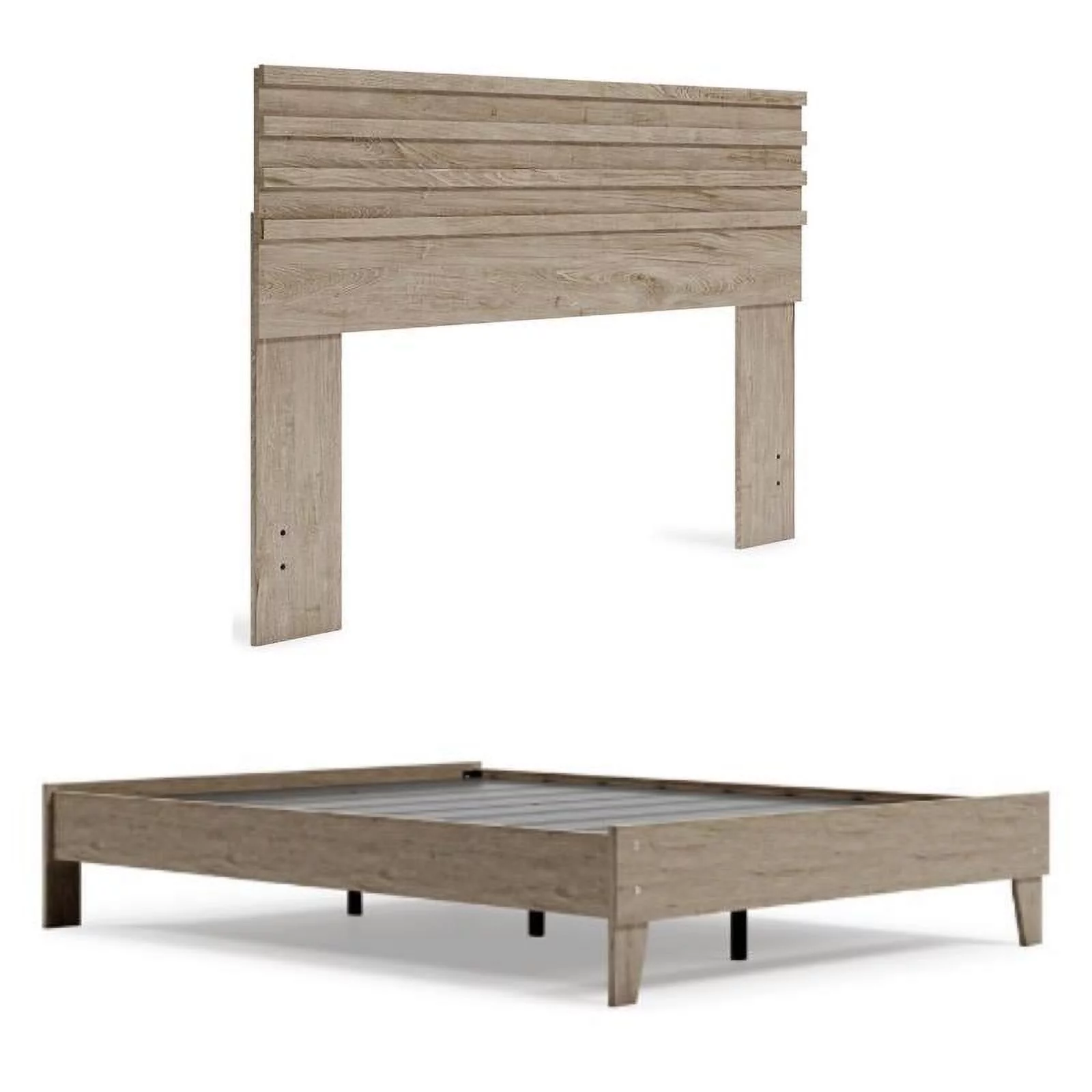 Home Square 2-Piece Set with Headboard & Queen Platform Bed in Natural