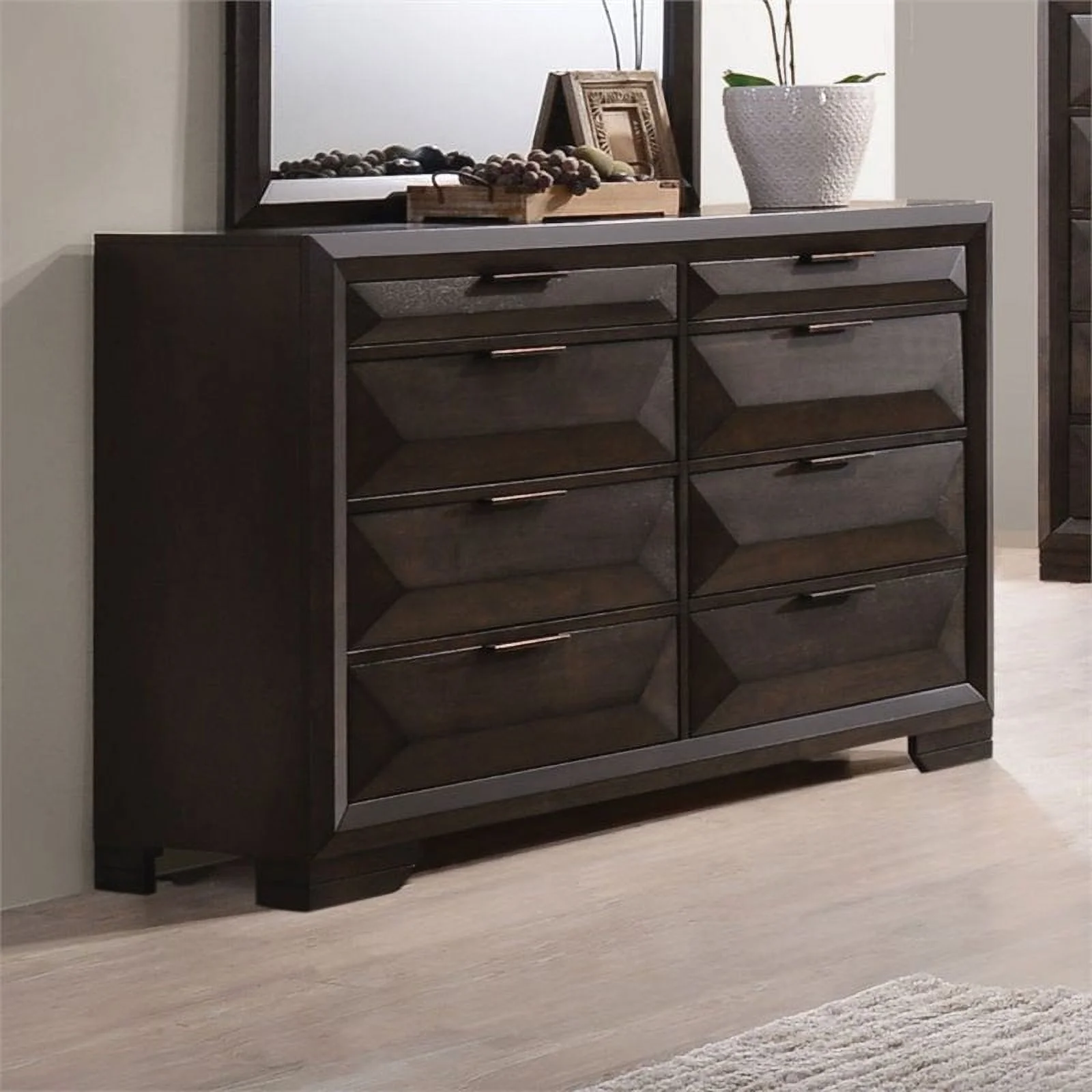Bowery Hill Wood and Metal Bedroom Dresser in Espresso