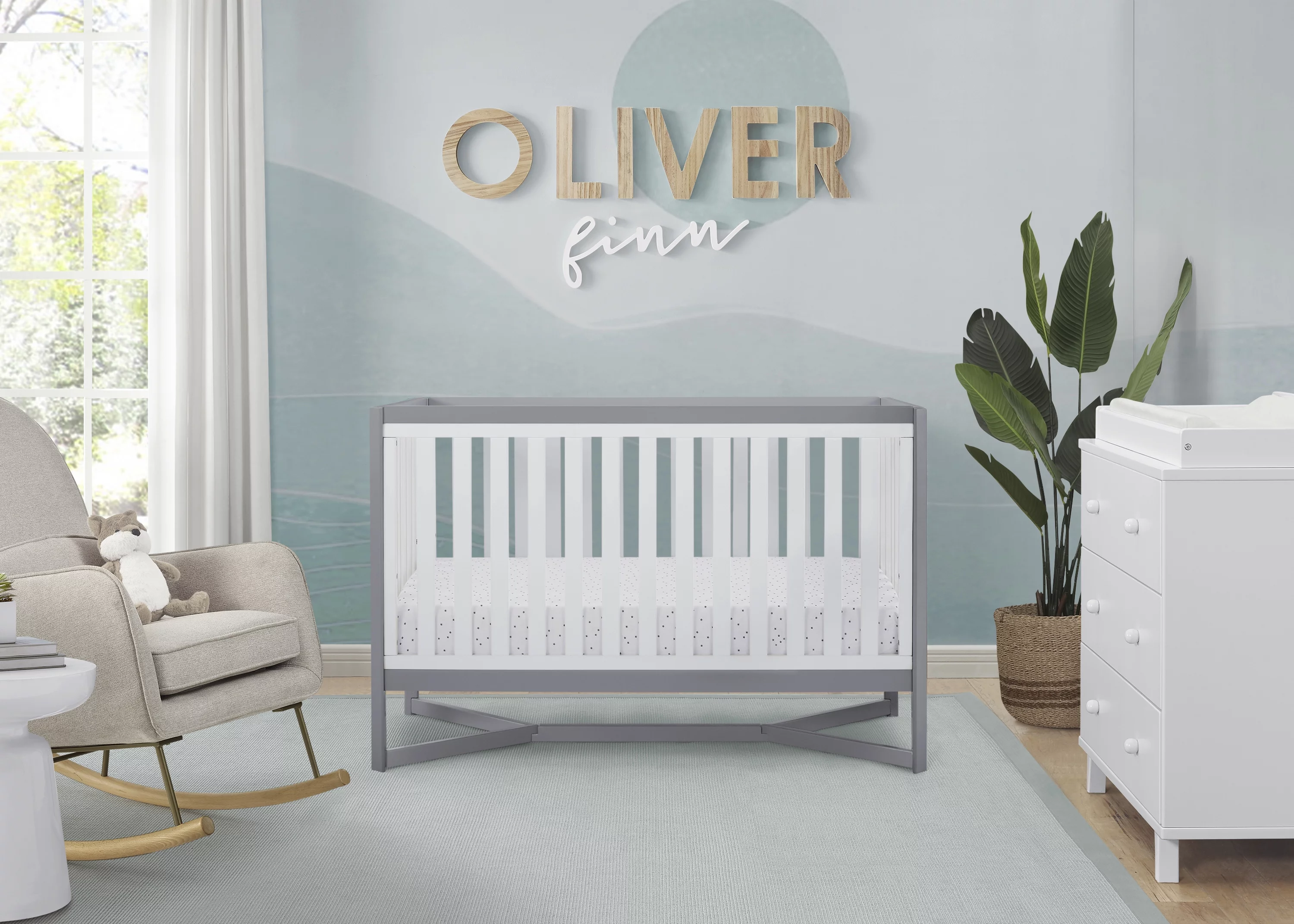 Delta Children Tribeca 4-in-1 Convertible Crib, Greenguard Gold Certified, White/Gray