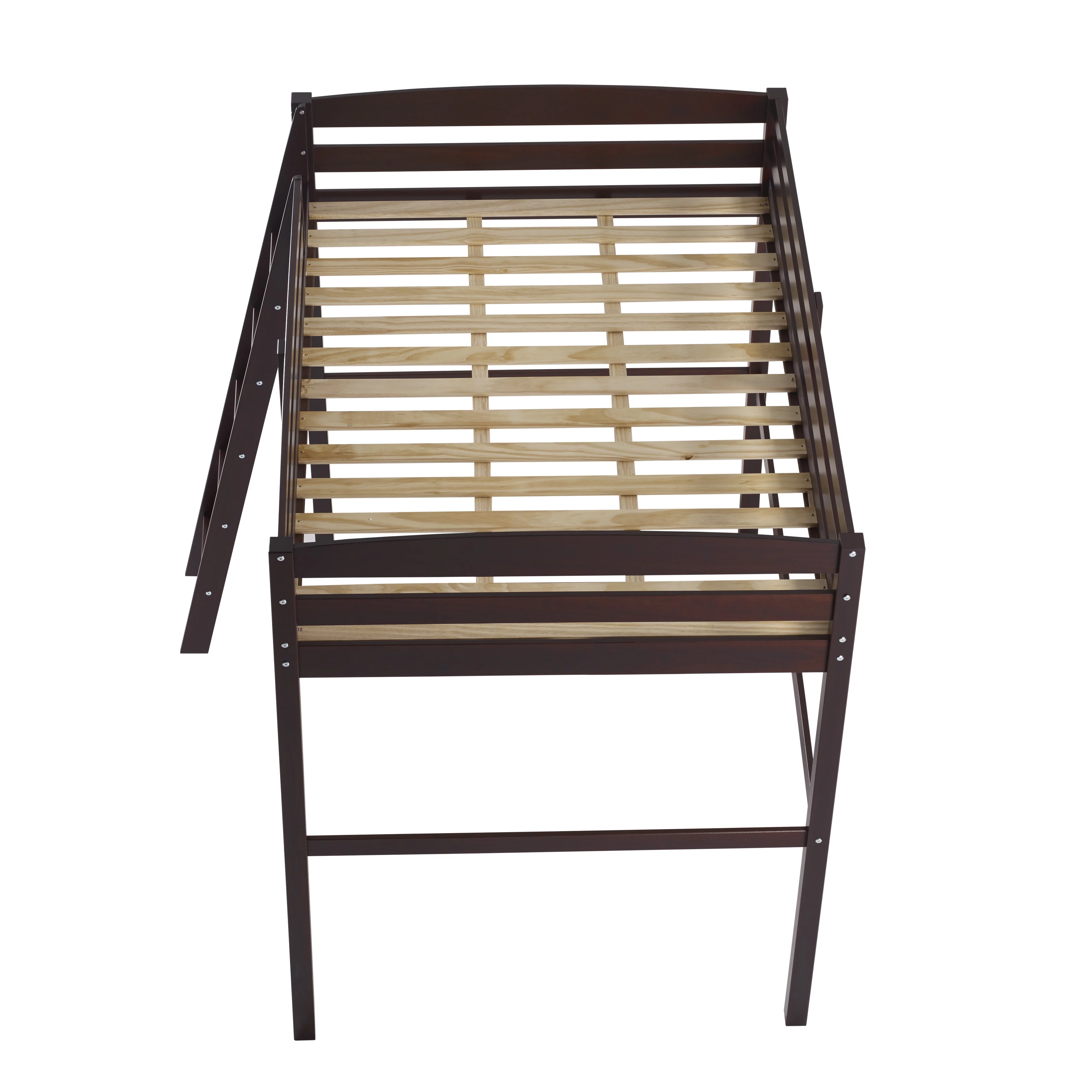 Camaflexi Tribeca Solid Pine Wood High Loft Bed Full with Desk in Cappuccino