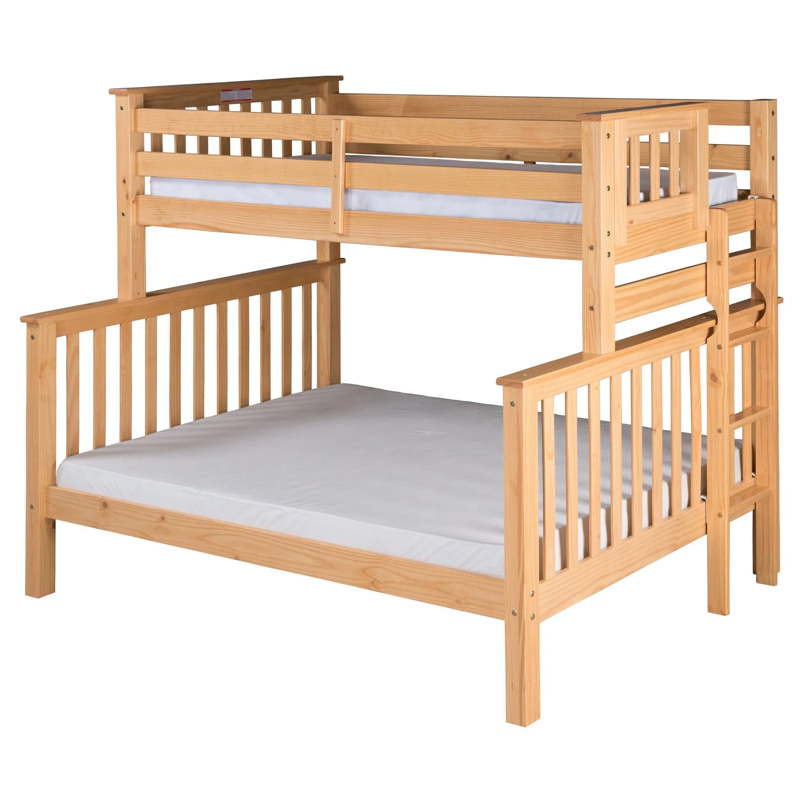 Santa Fe Mission Tall Bunk Bed Twin over Full - Bed End Ladder - Multiple Finishes - with Under Bed Drawers