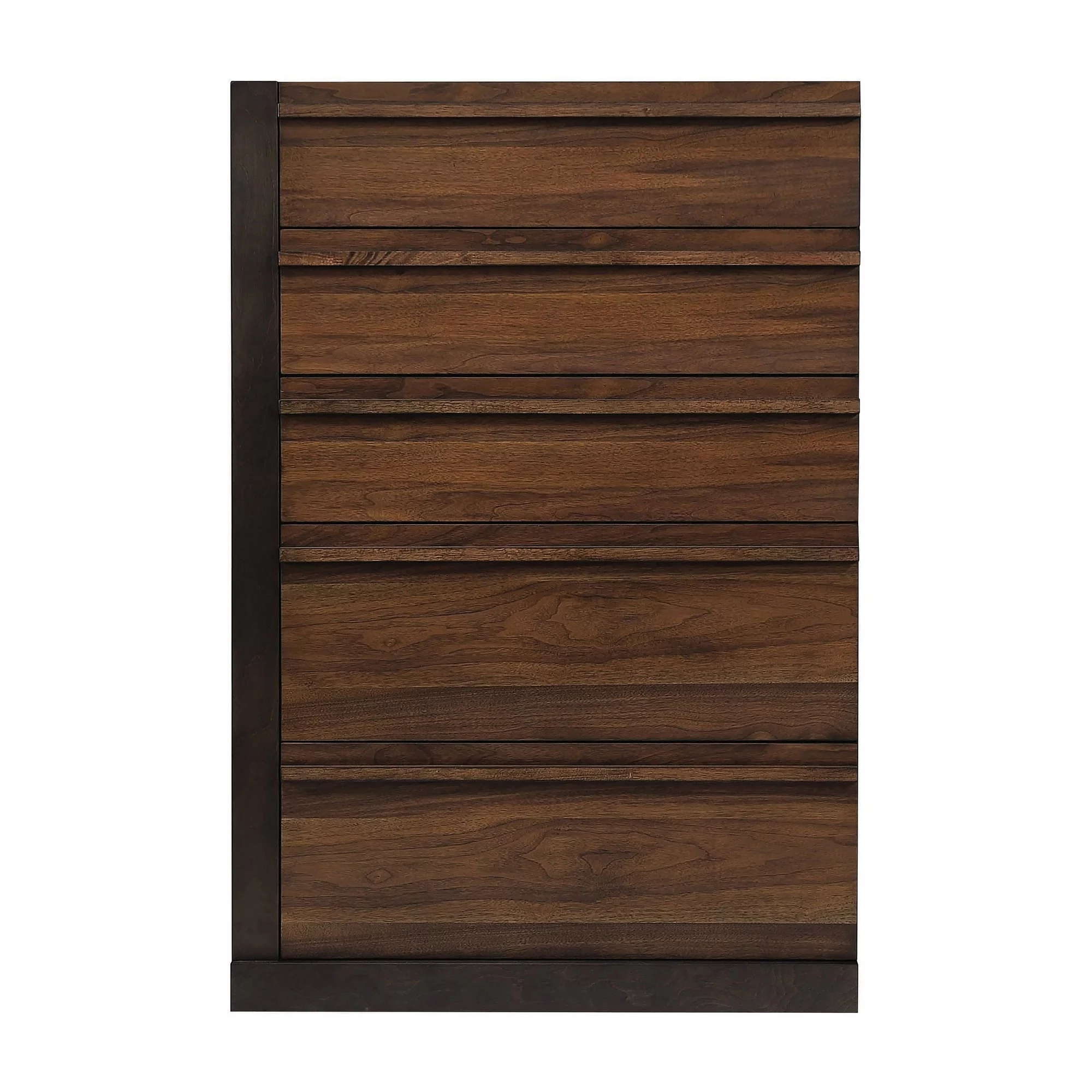 Benjara Ras 51 Inch 5 Drawer Tall Dresser Chest, Felt Lined Drawer, Walnut Brown