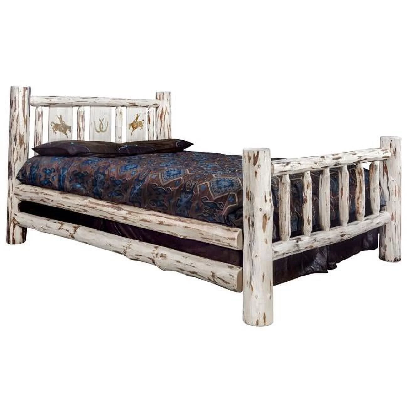 Montana King Bed with Laser Engraved Bronc Design