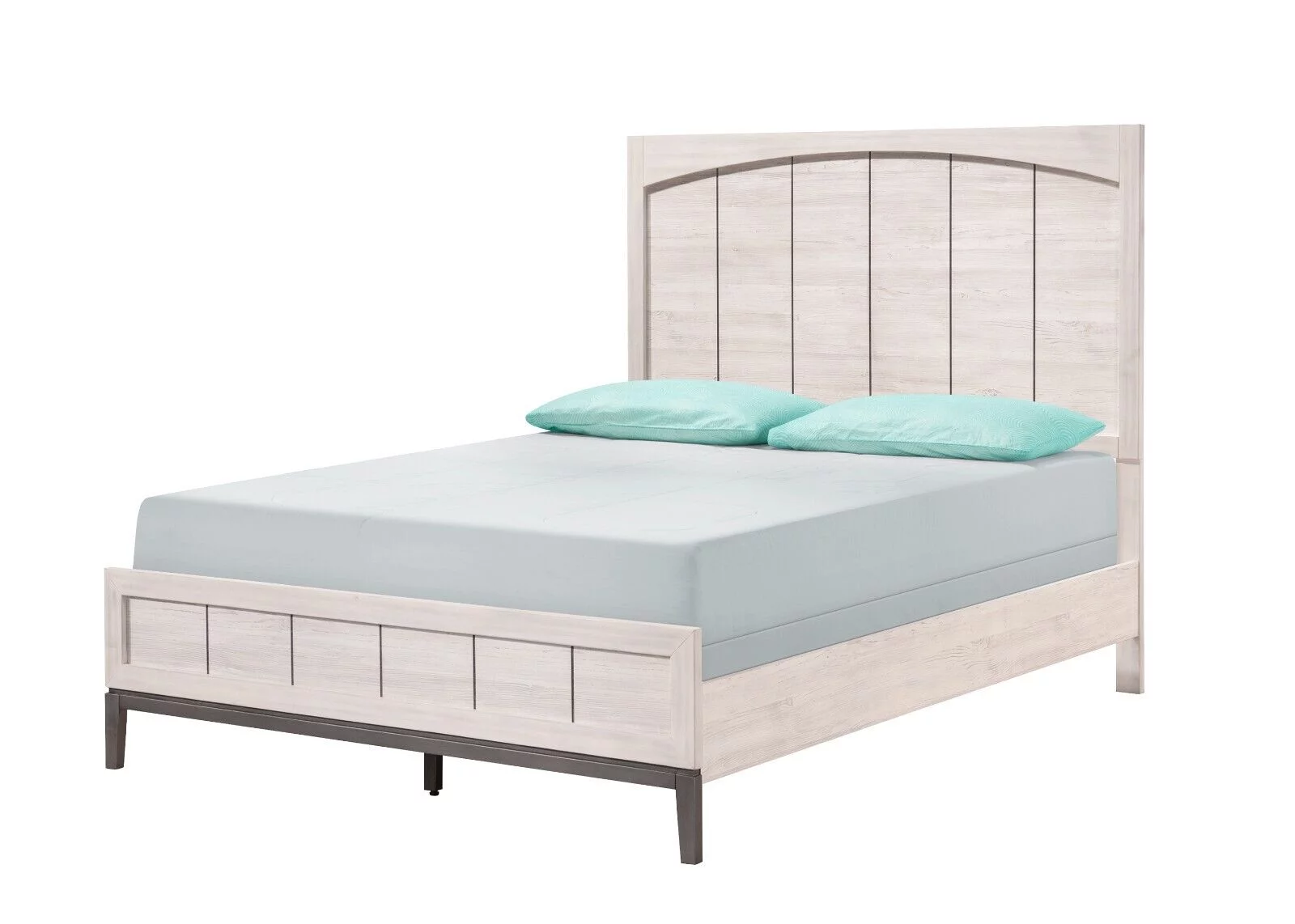 3Pc Unique Design Bedroom Set Beige Finish Queen Size Bed Nightstands Solid Wood
