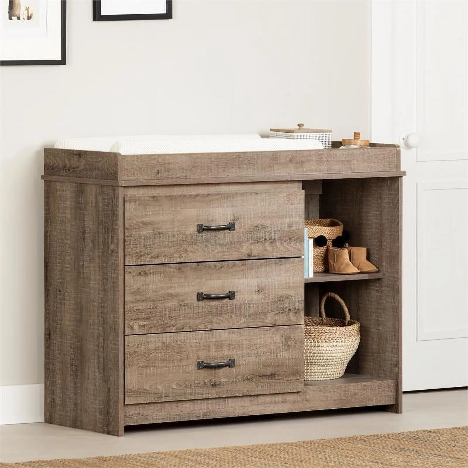 South Shore Tassio Nursery Changing table-Color:Weathered Oak