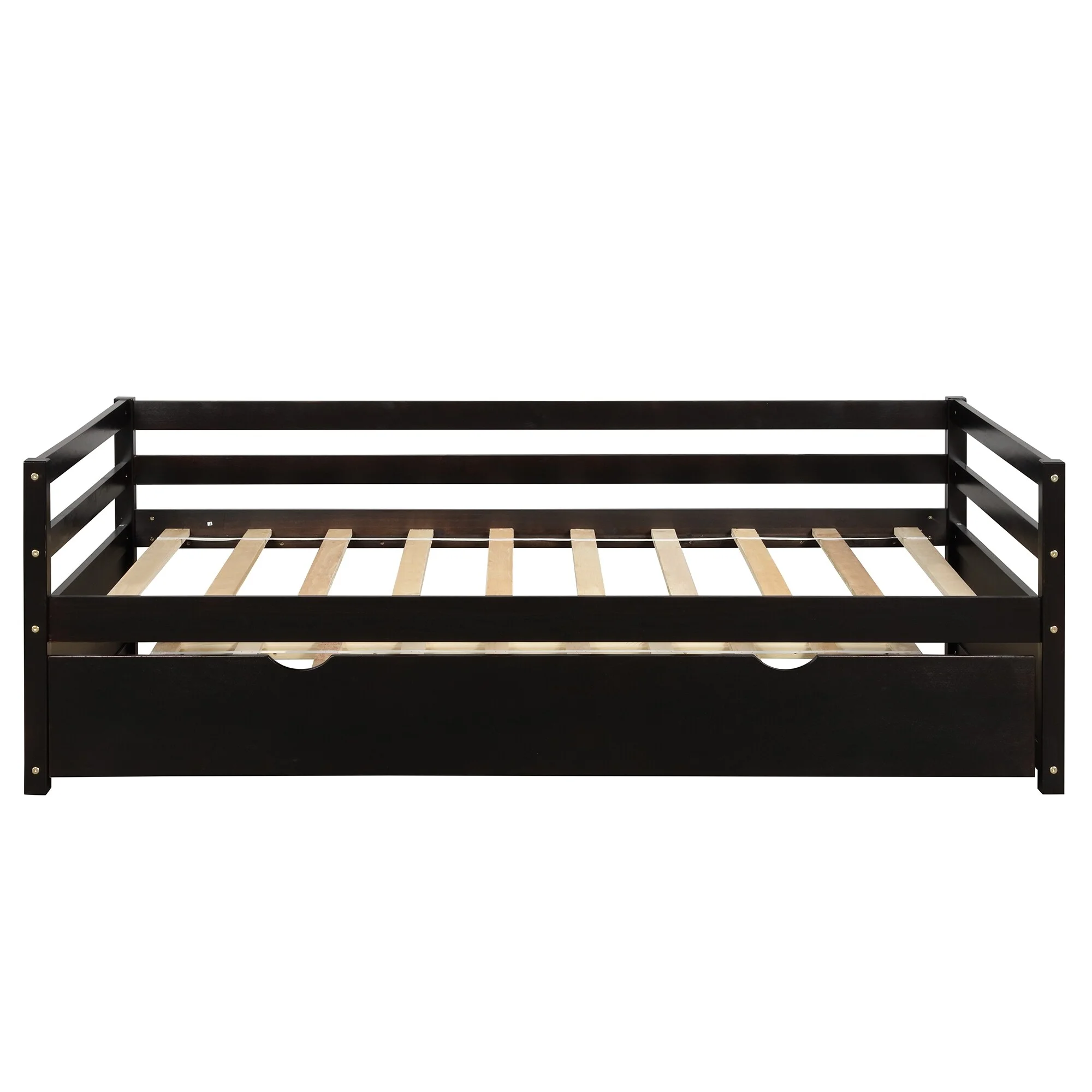 Espresso 79.5'' Elegant And Cozy Sturdy Construction Pine wood Daybed with Trundle Frame Set, Twin Size