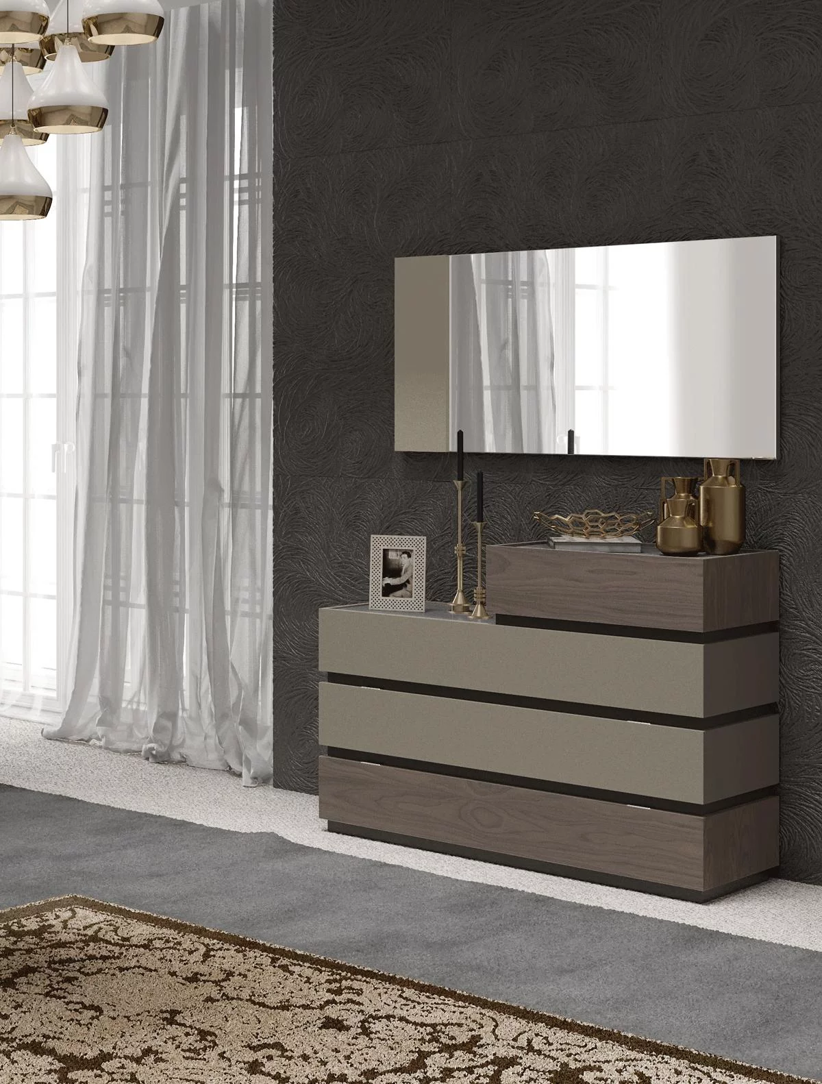 Brown Beige & Gray Single Dresser LEO ESF Modern Garcia Sabate Spain
