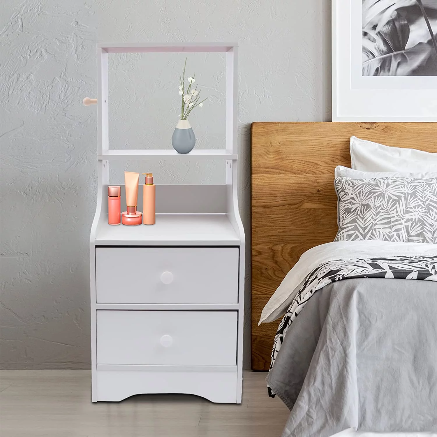 TFCFL 2 Layers Night Stand,Modern Living Room End Table with Drawer Sofa Bed Side Table Tall Night Stand