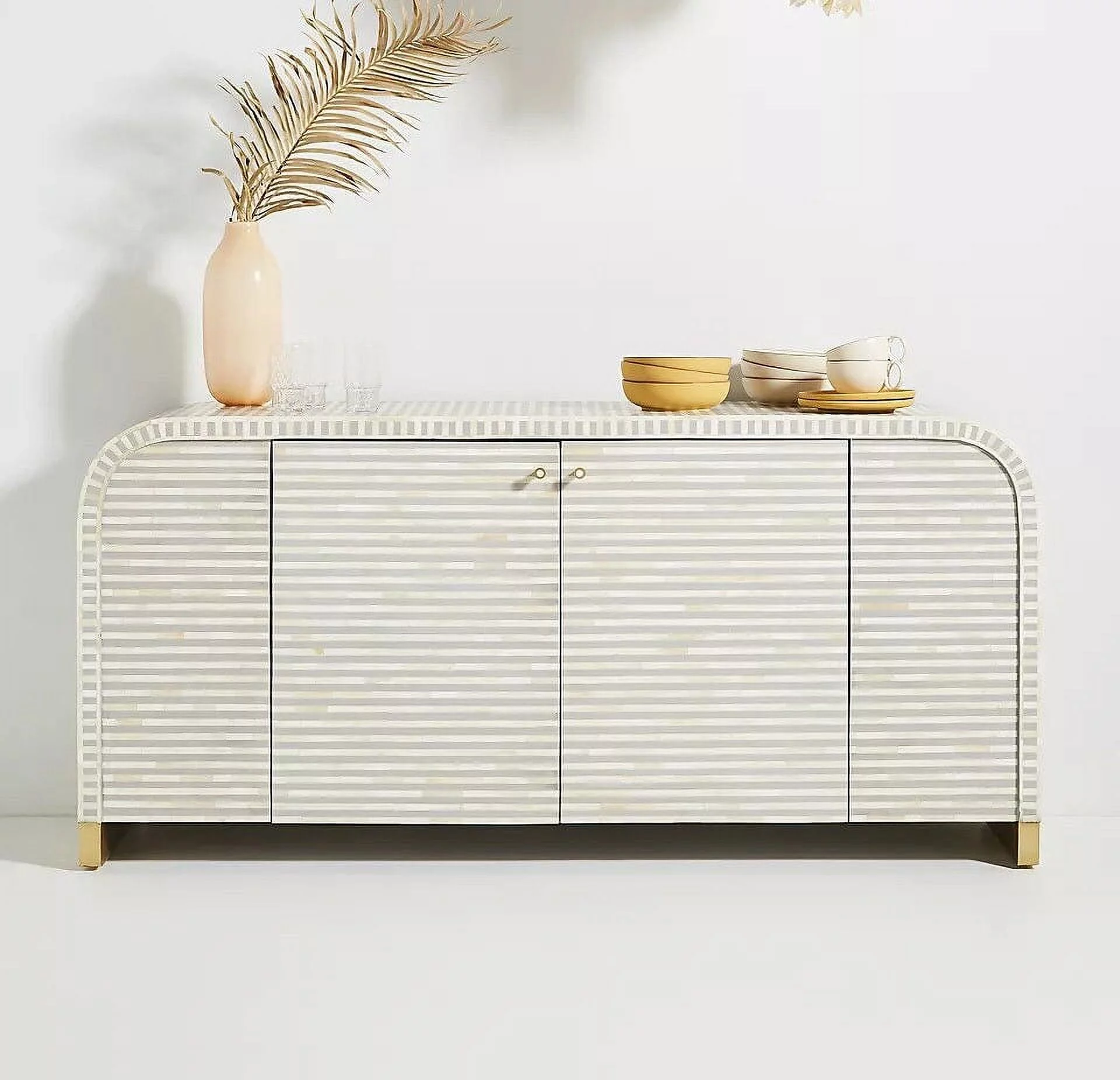 Waterfall Bone Inlay Buffet Grey, Bone Inlay Waterfall Console, Bone Inlay Waterfall cabinet, Grey Bone Inlay Furniture, bone inlay credenza
