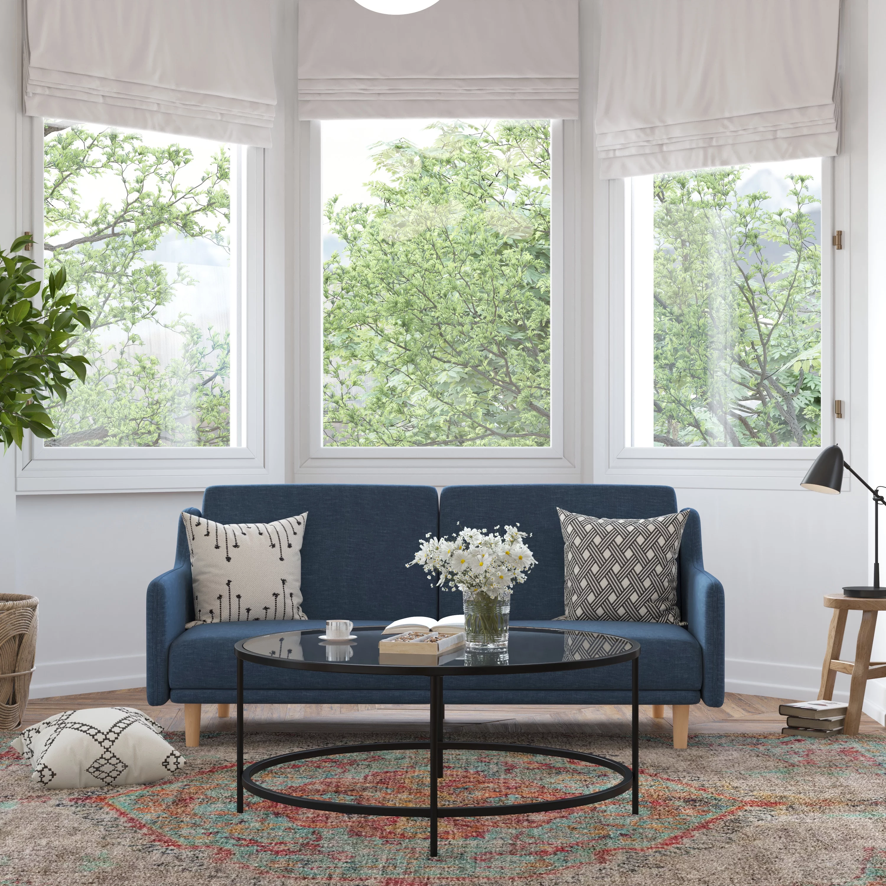 Flash Furniture Delphine Living Room Sofa, Navy Fabric