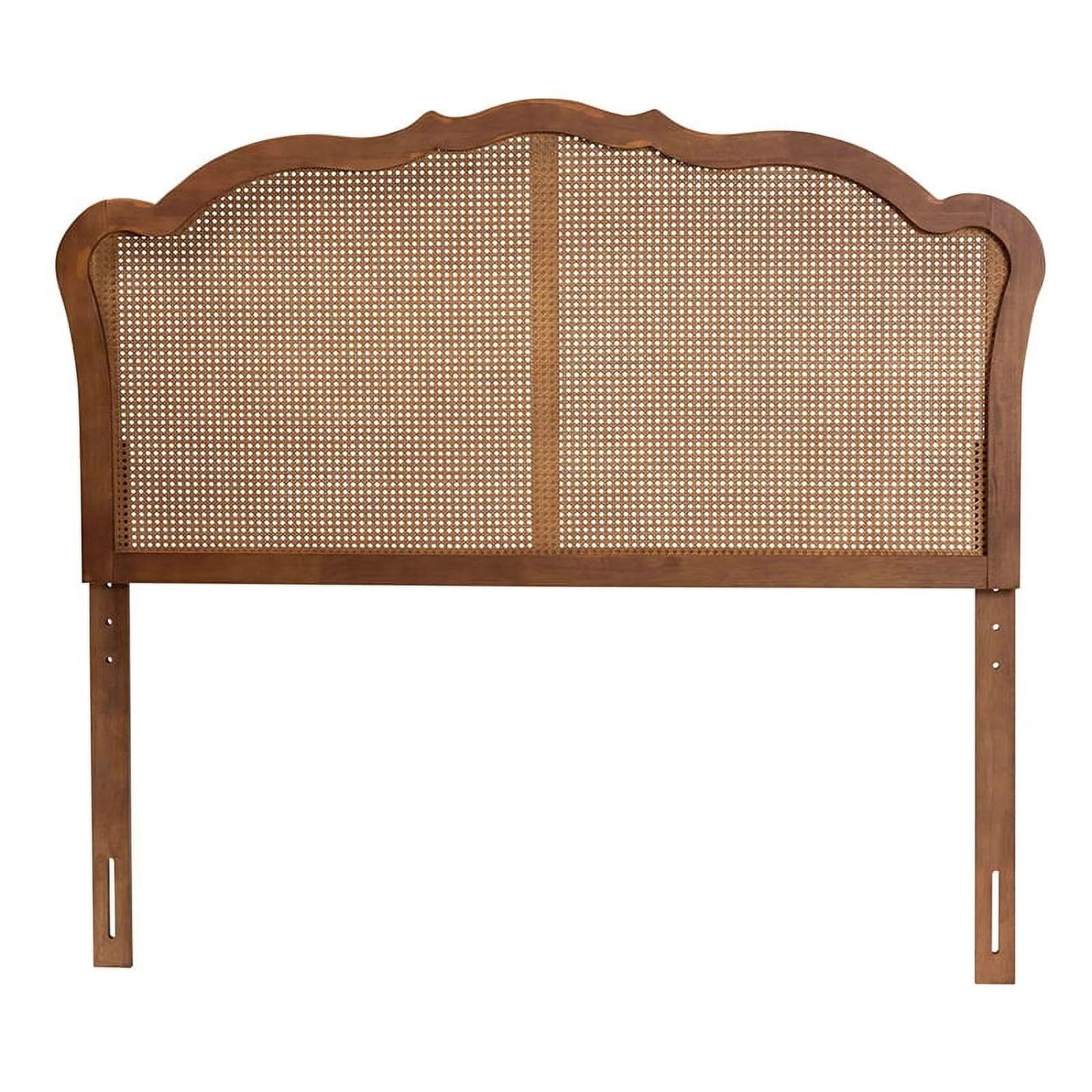 Pemberly Row Wood & Rattan Queen Size Headboard in Ash Walnut