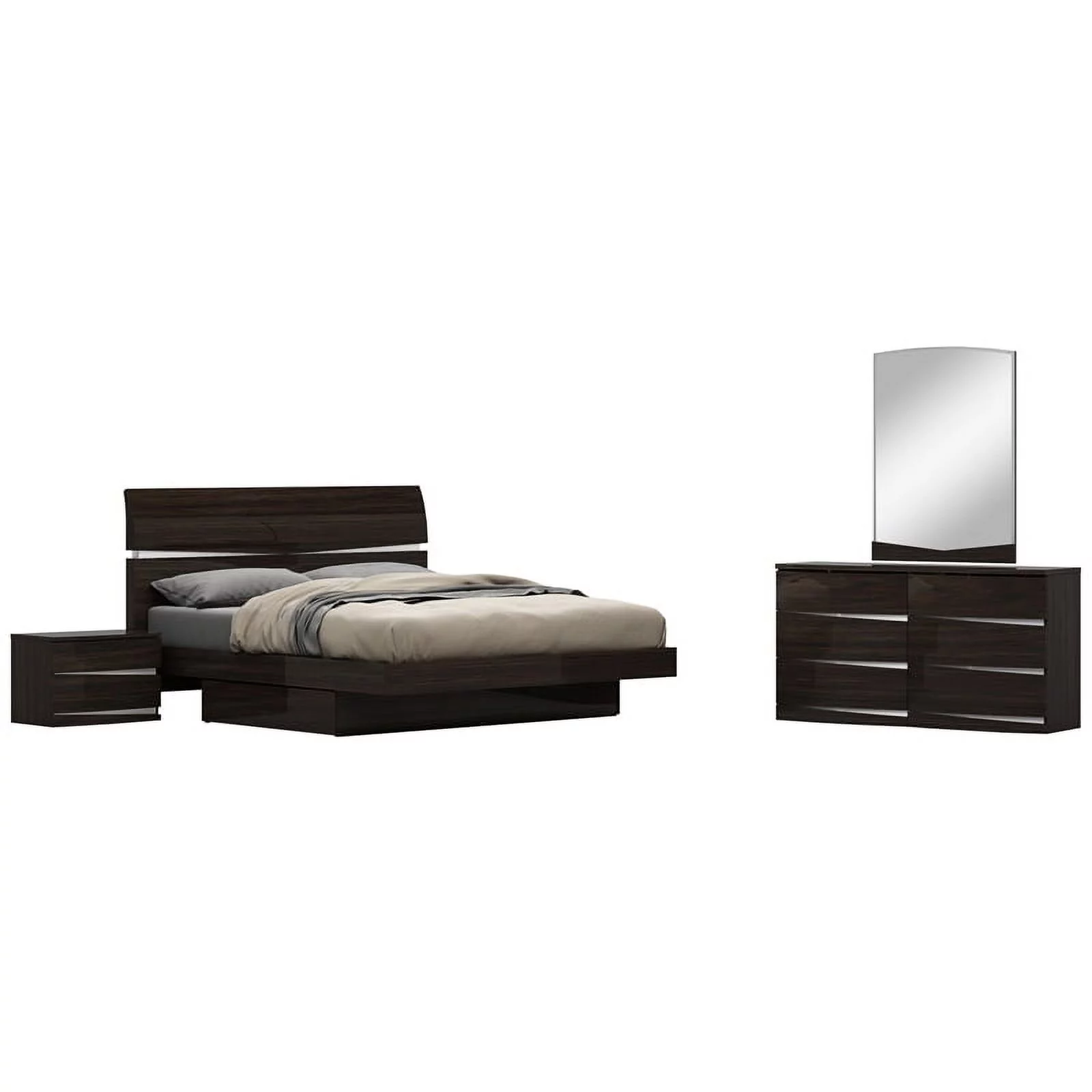 Titan Furnishings Grand 4-Piece Wood California King Bedroom Set in Black Wenge
