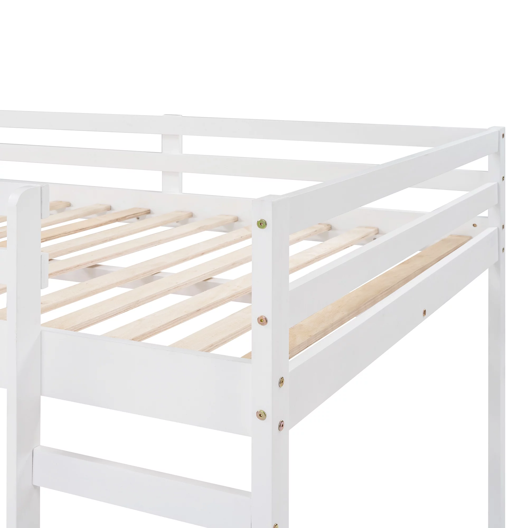 LANTRO JS Loft Bed with Slide, Multifunctional Design, Full (White)(OLD SKU :WF281157AAK)