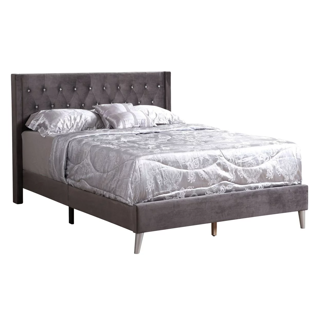 Home Bedroom Furniture Bergen Dark Gray Queen Tufted Panel Bed
