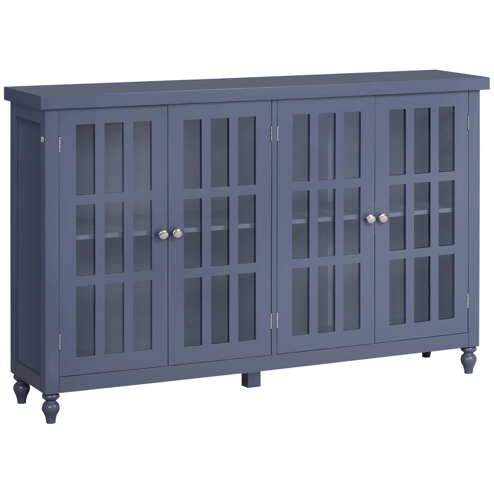 HOMCOM Sideboard, Buffet Cabinet with Storage, Adjustable Shelves, Credenza with 4 Glass Doors for Living Room, Study, Gray
