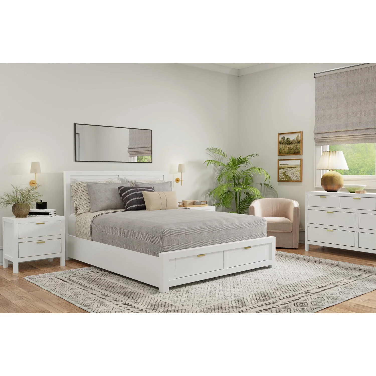 Alpine Furniture Carmel 7-Drawer Contemporary Wood Dresser in White