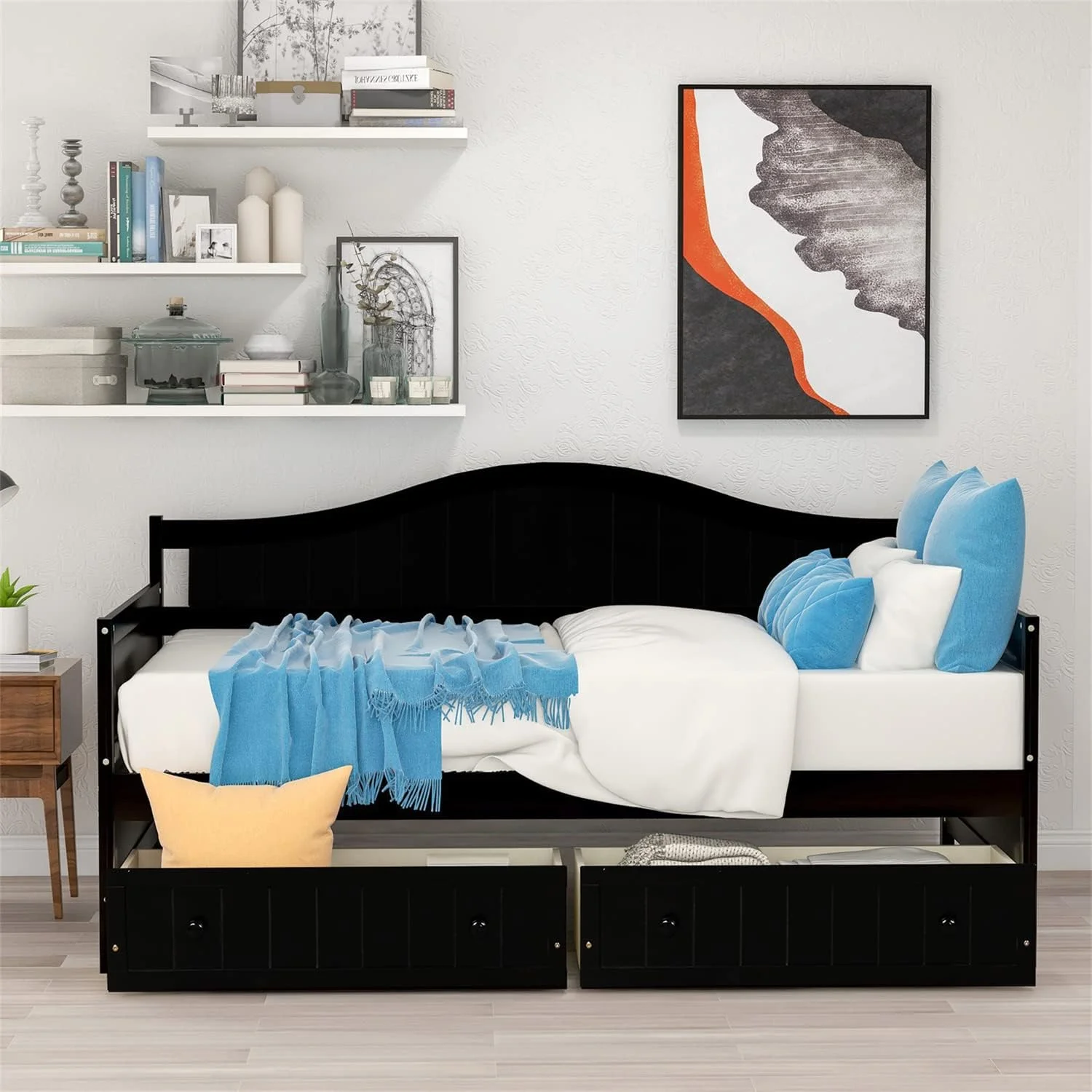 Daybed With Drawers Wood Day Bed Frame For Living Room Bedroom Dual-Use Sofa Beds For Kids Guests Sleepovers, Size, Espresso