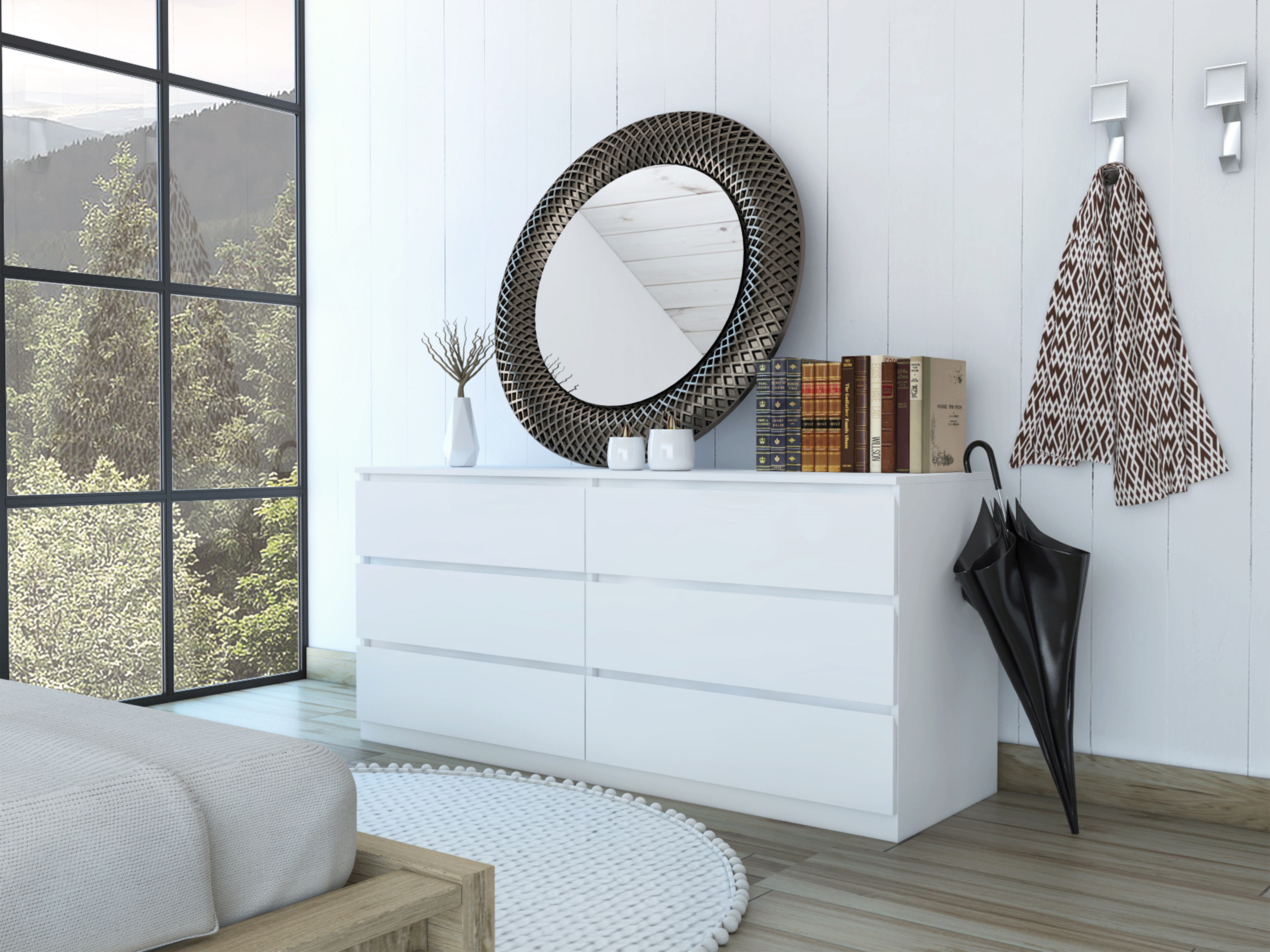 GIKPAL 6 Drawer Double Dresser Tronx, Bedroom, White