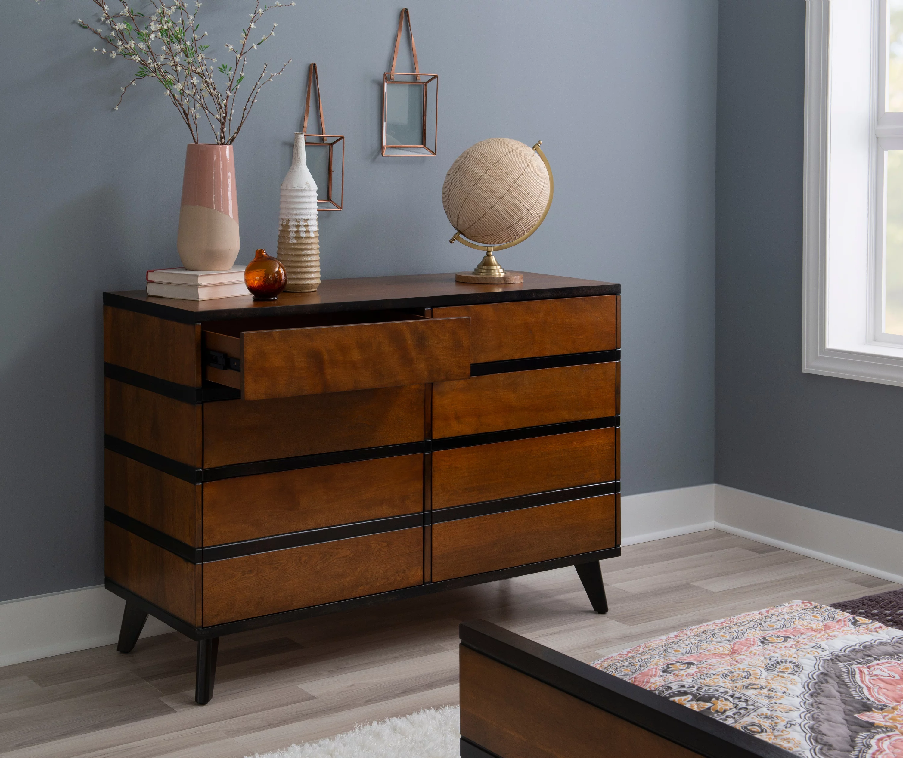 Linon Patton 6-Drawer Dresser, Walnut Finish