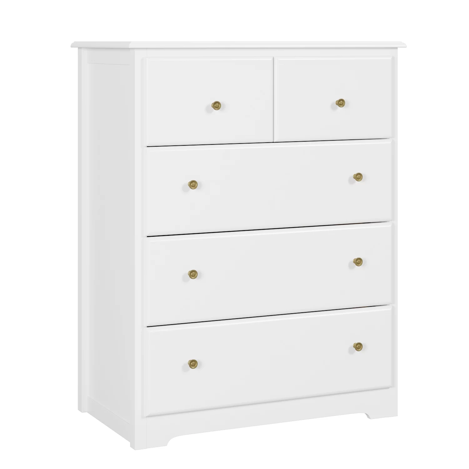 Modern Dresser of 5 Drawers, Dresser Chest with Easy Pull Handle for Bedroom, Living Room, White Finish