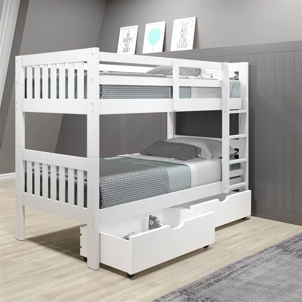 Donco Kids Wood Bunk Bed Twin-Over-Twin, White
