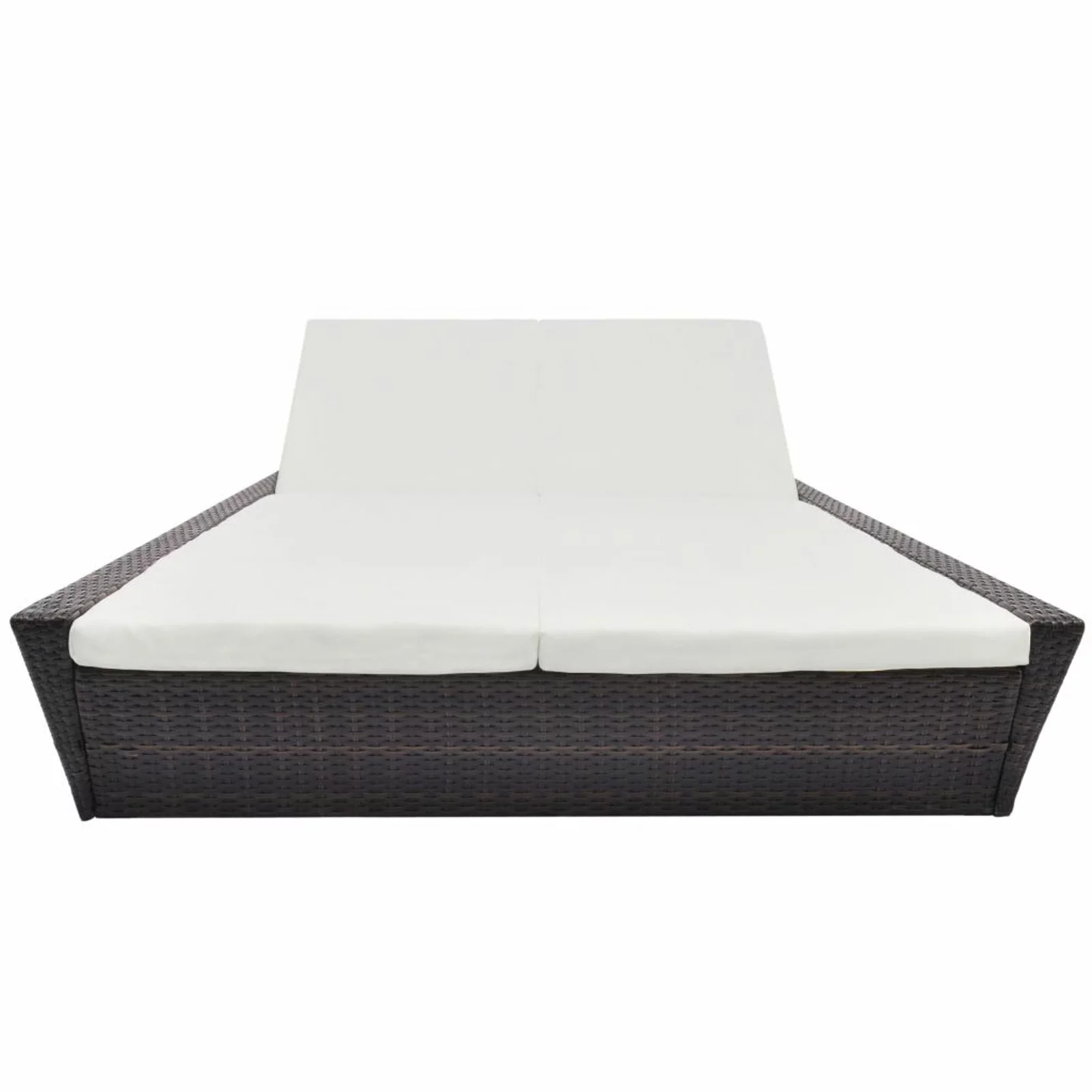 Tomshoo Patio Bed with Cushion Poly Rattan Brown