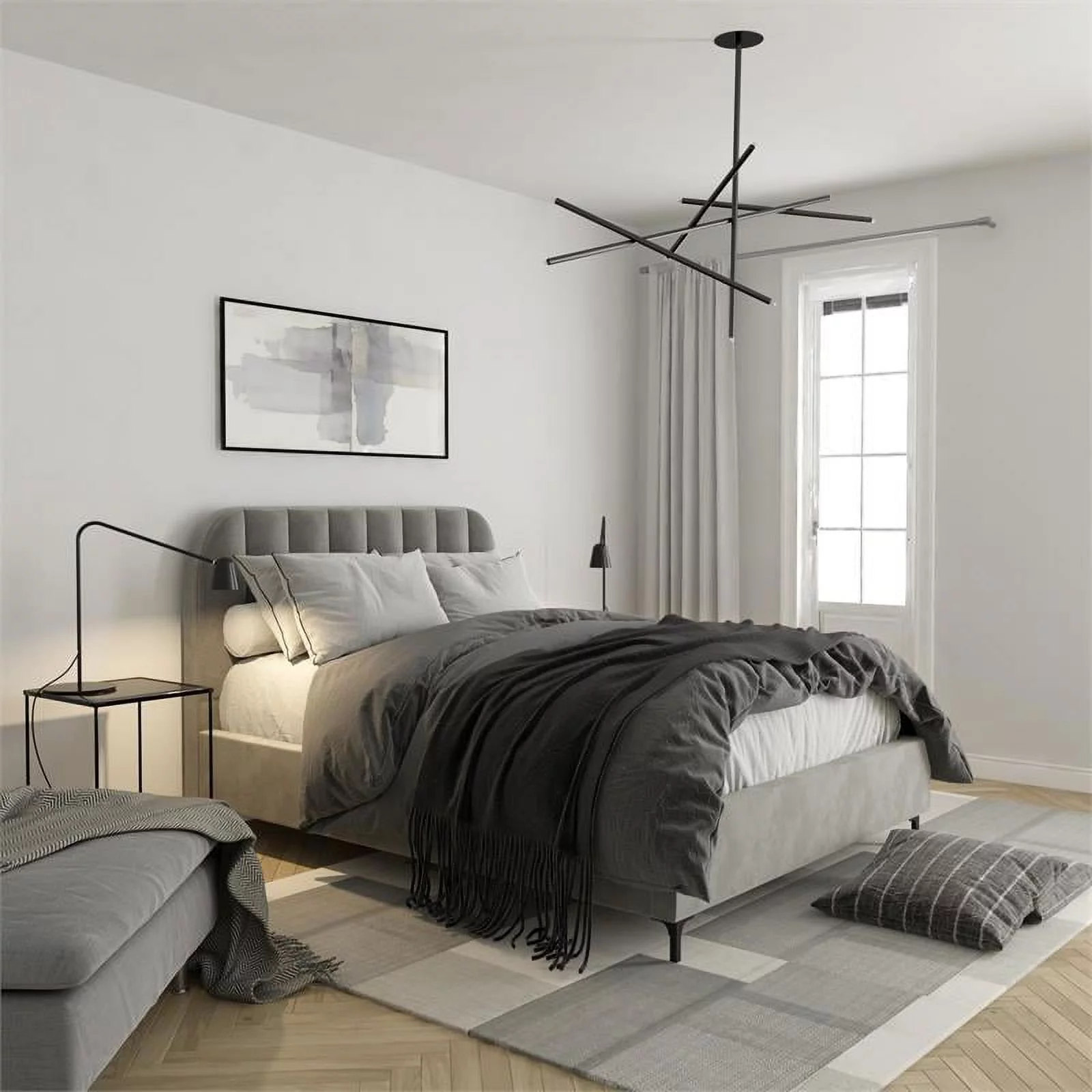 DHP Carter Upholstered Bed in Gray Velvet in Full (Parent)