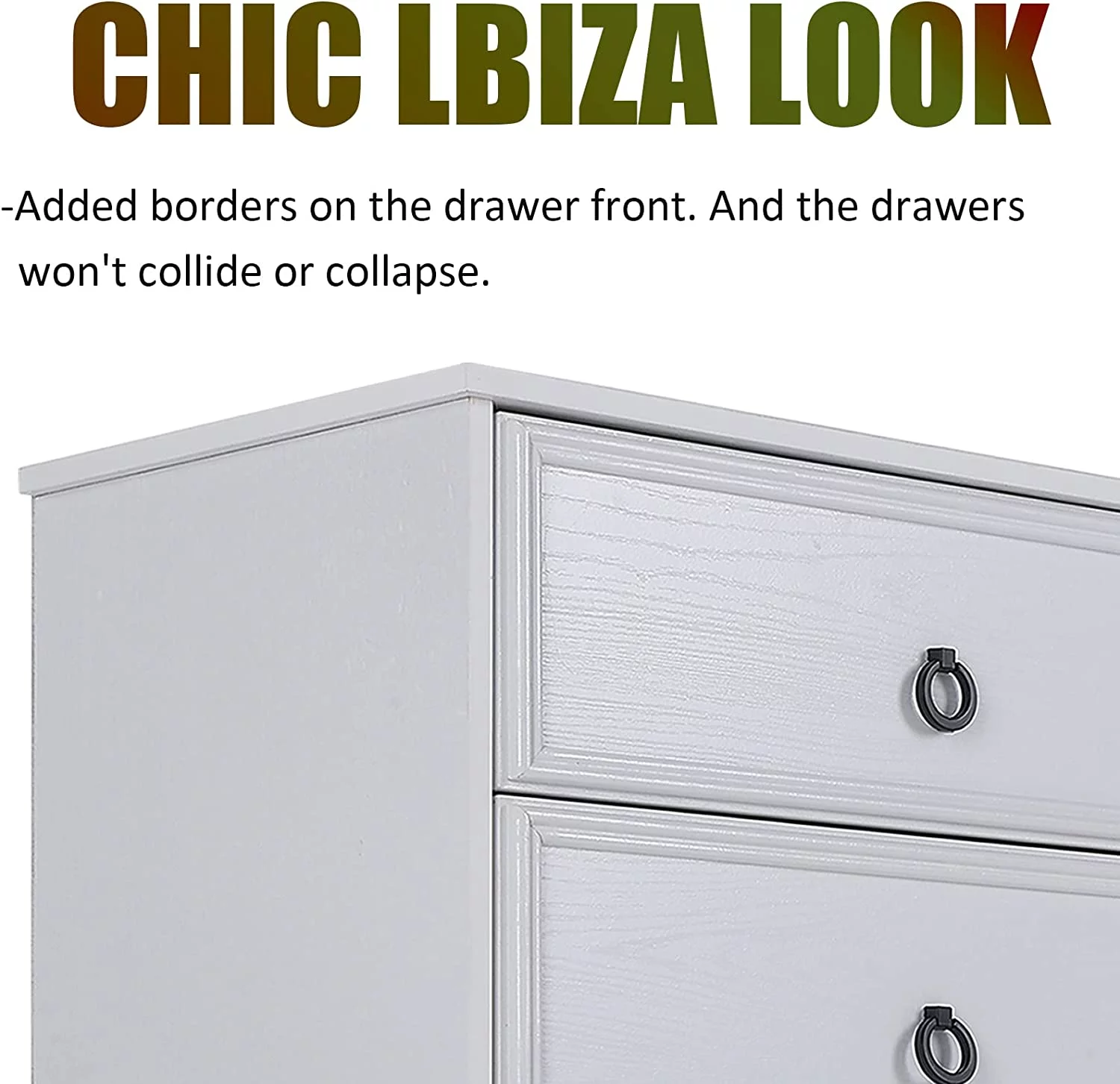 Duerer White 6 Drawer Dresser, Modern Wood Tall Storage Cabinet Chest of Drawers for Living Room Bedroom Hallway